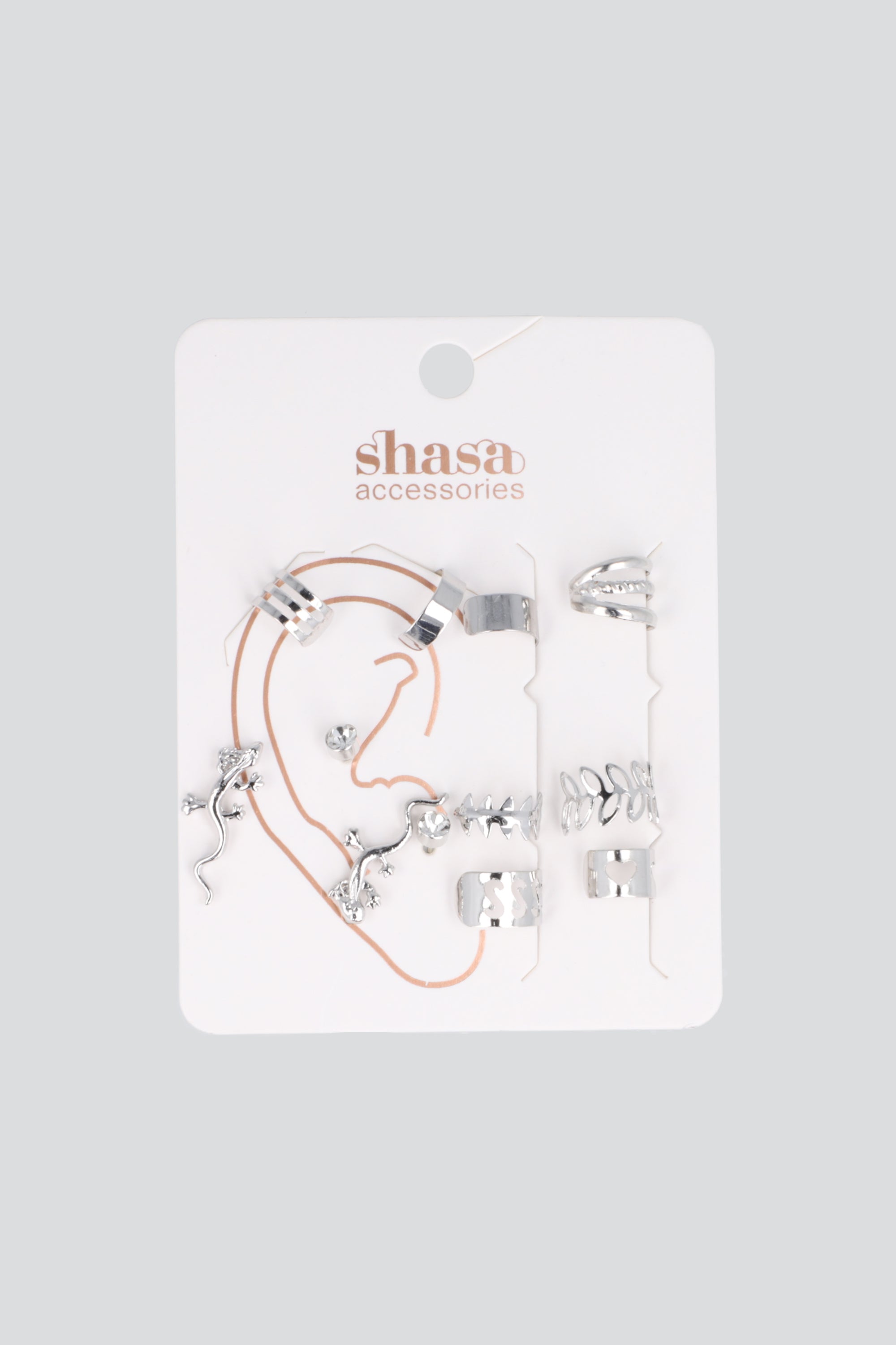 Set 10 earcuff hojas corazón PLATA