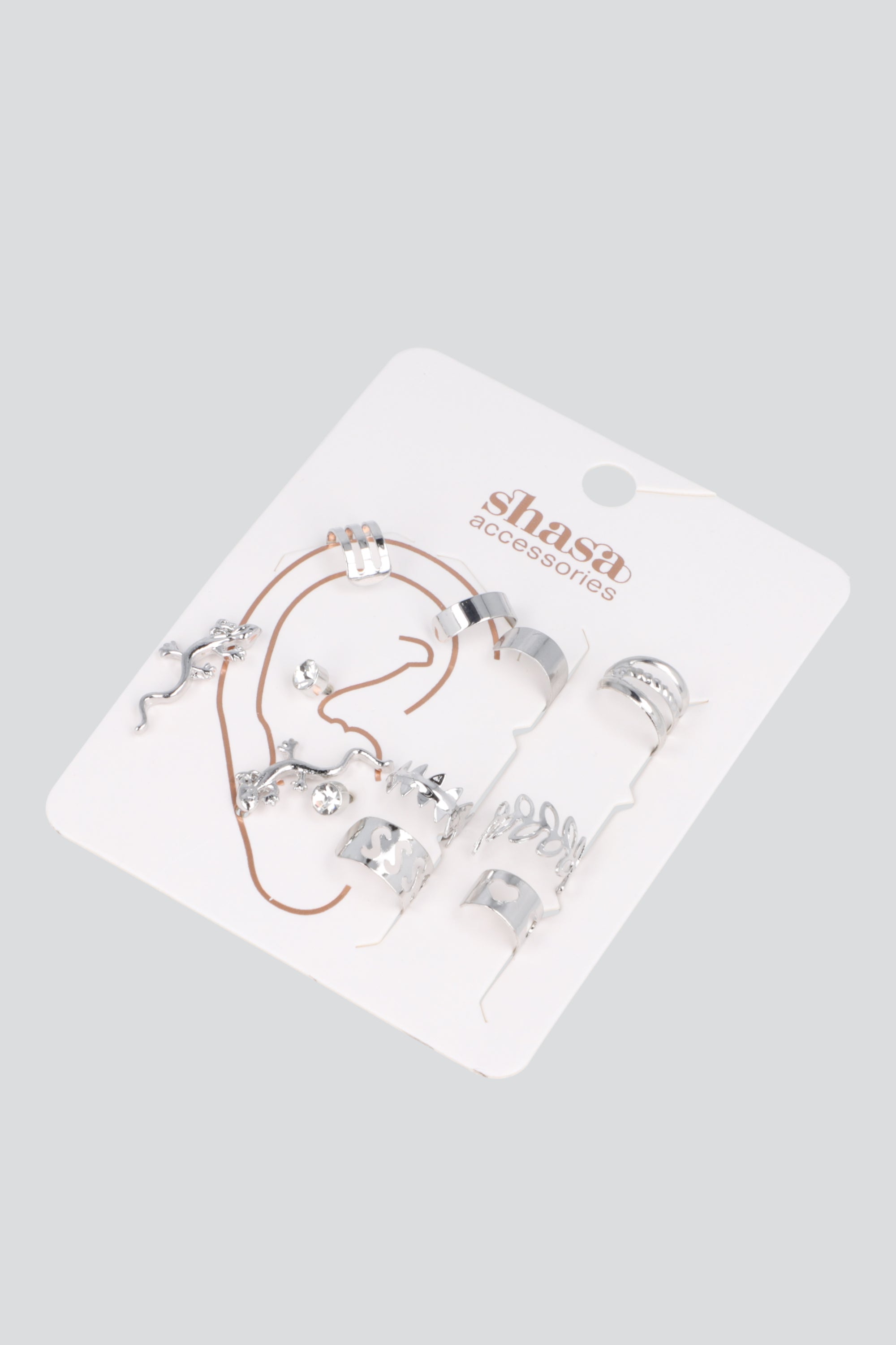 Set 10 earcuff hojas corazón PLATA