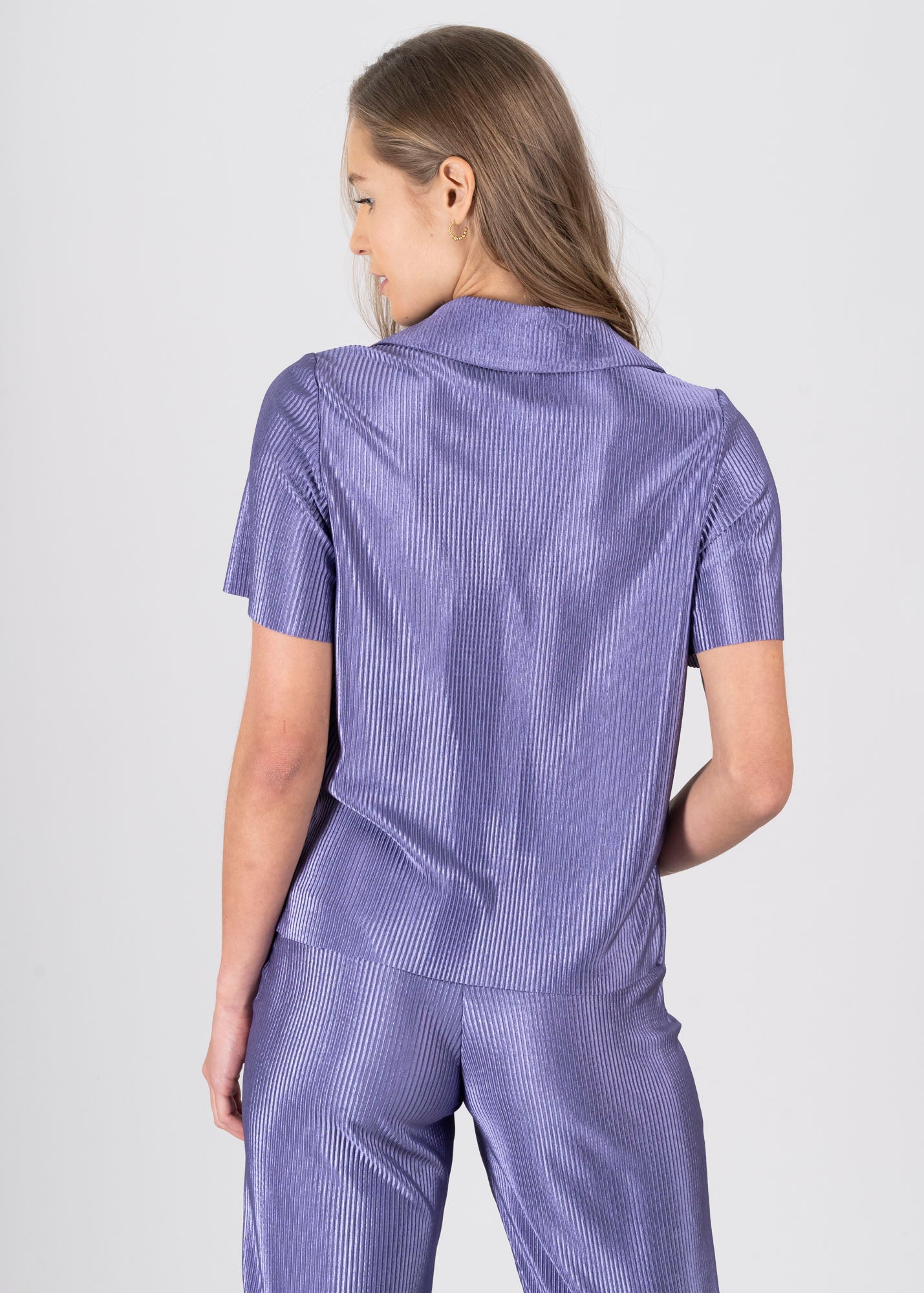 Camisa satín plisada MORADO