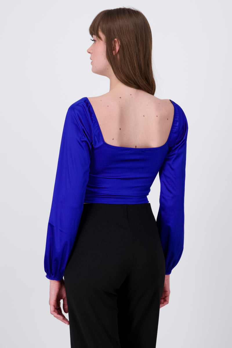 Blusa crop bustier satín AZUL REY