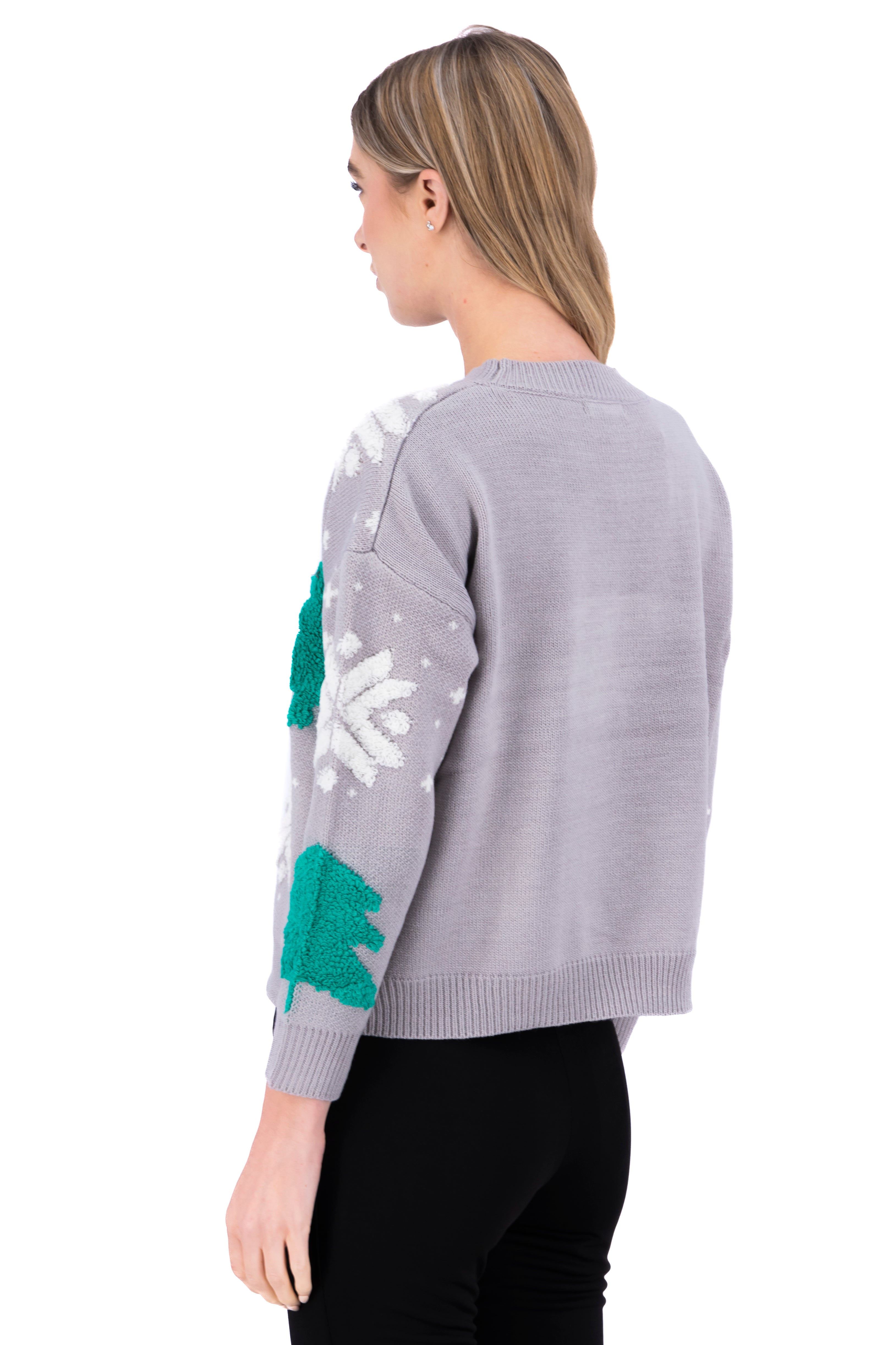 Suéter navideño pinos GRIS COMBO