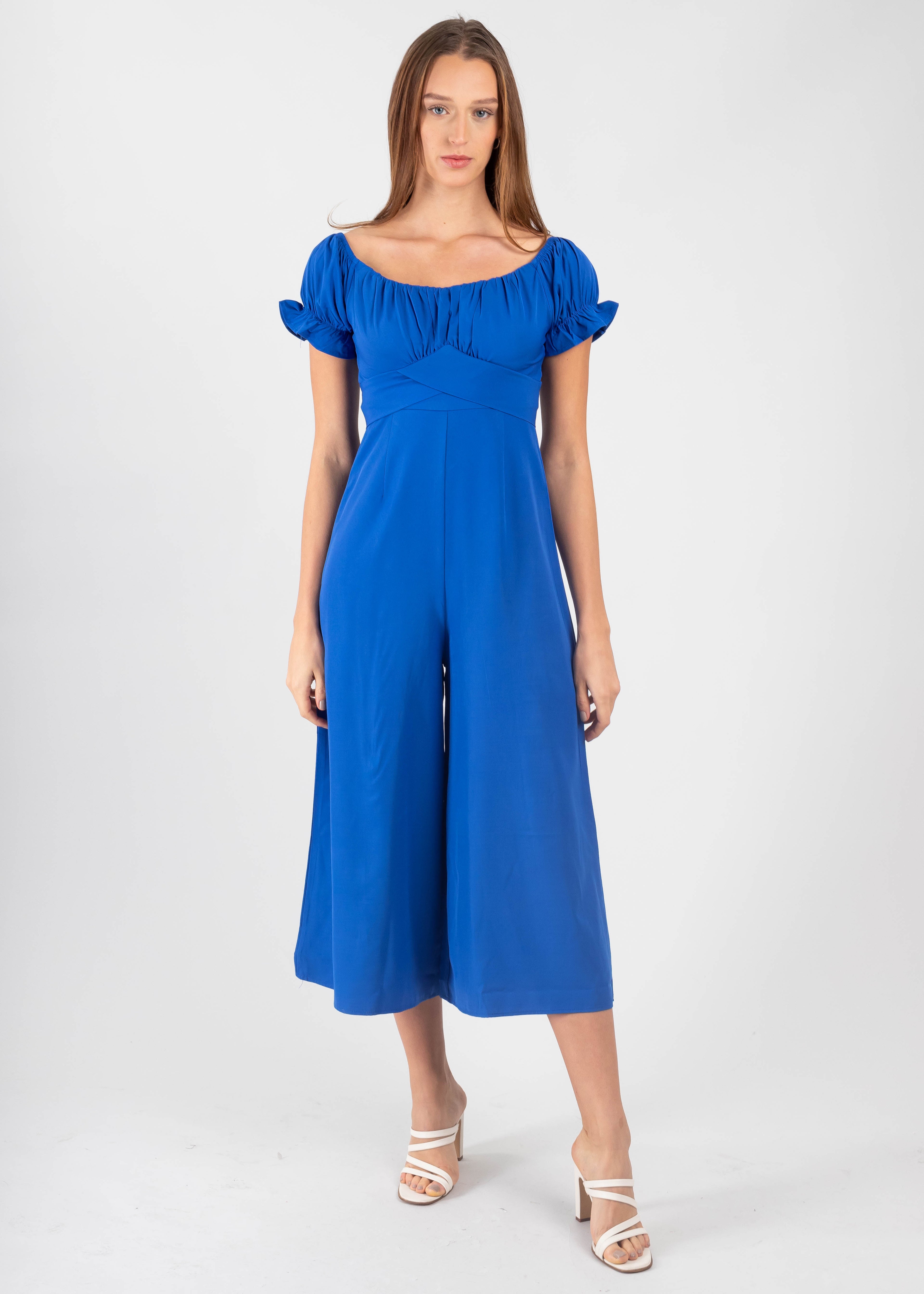 Jumpsuit Midi Fruncido Amplio AZUL REY