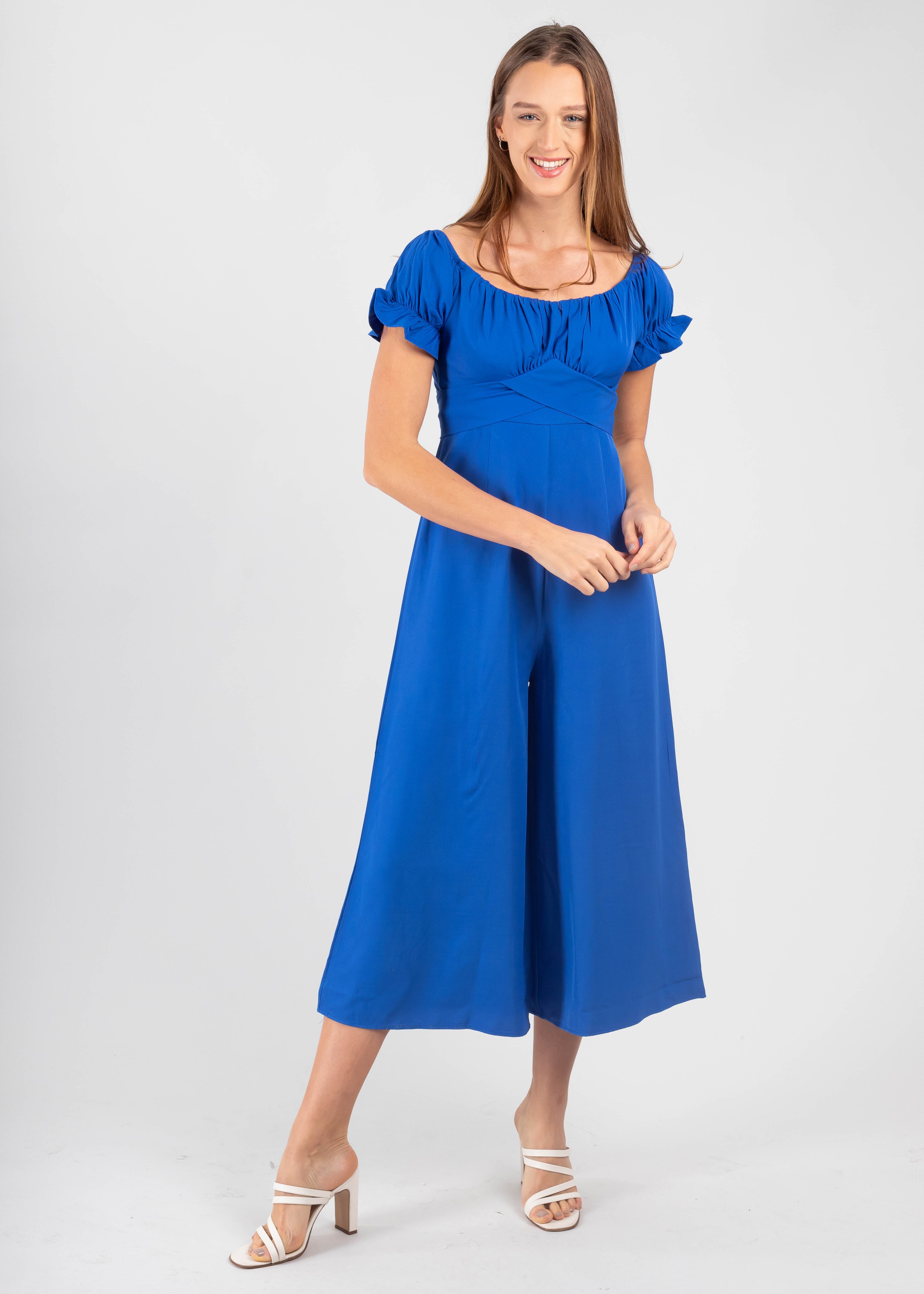 Jumpsuit Midi Fruncido Amplio AZUL REY
