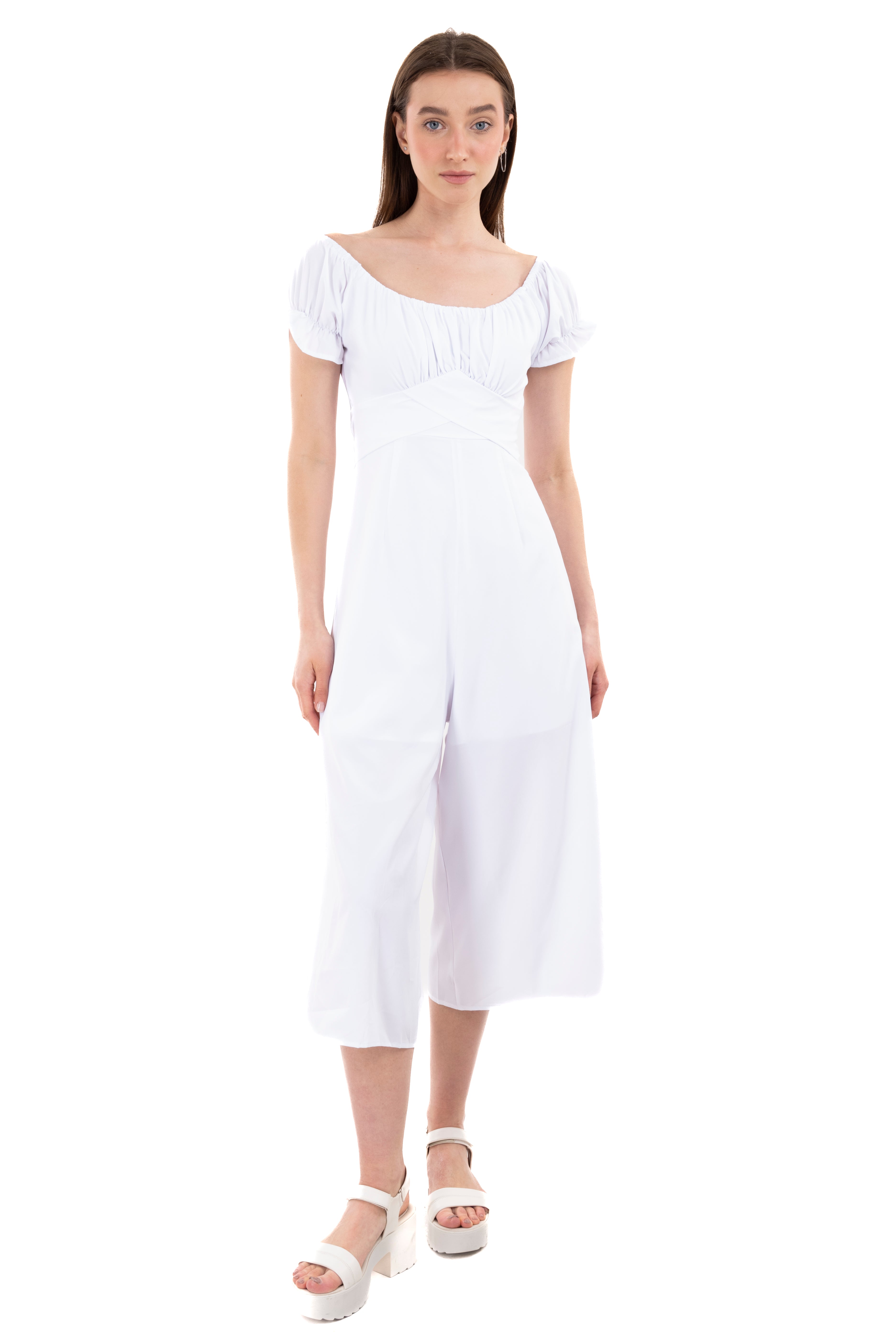 Jumpsuit Midi Fruncido Amplio BLANCO