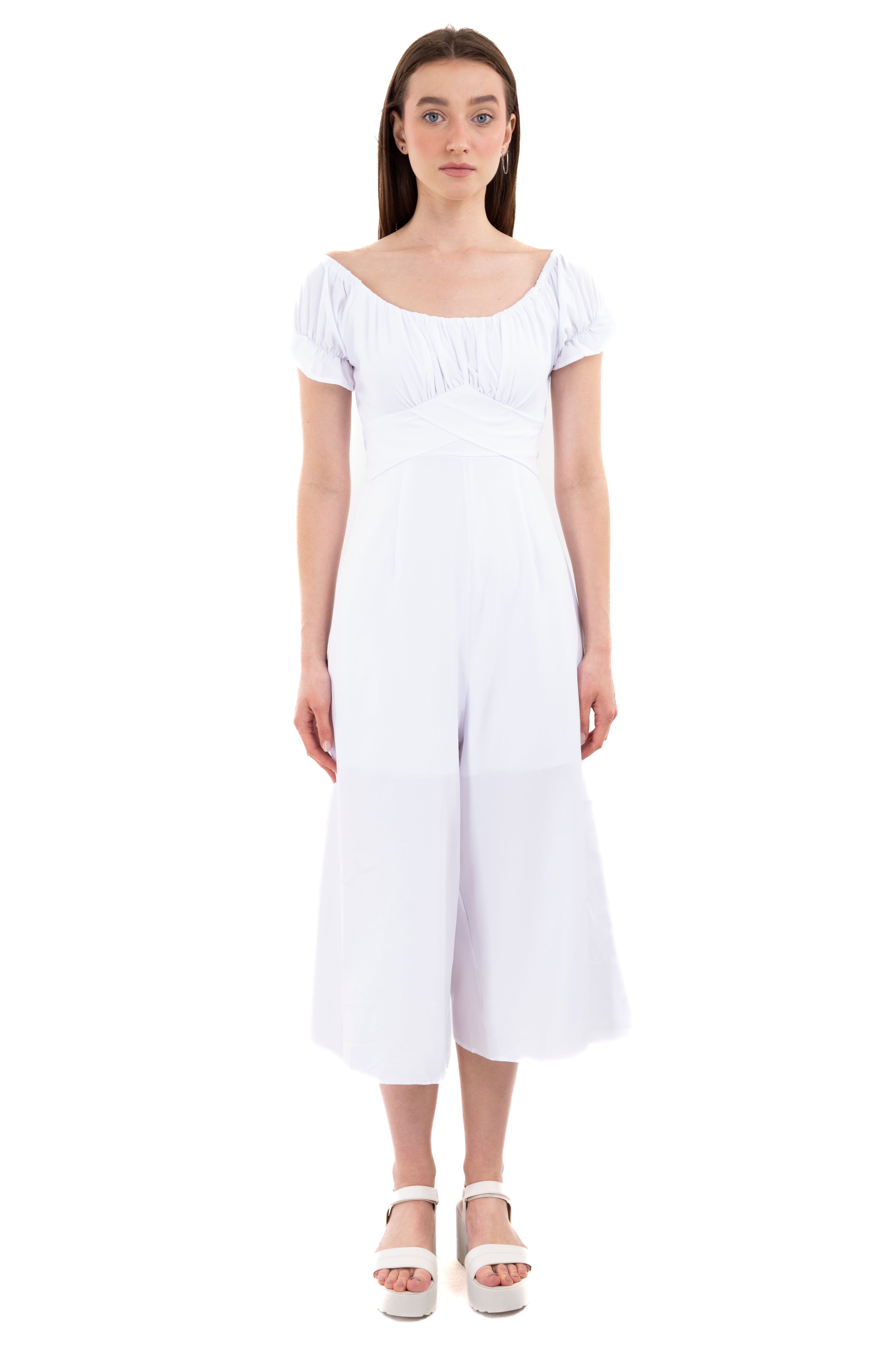 Jumpsuit Midi Fruncido Amplio BLANCO