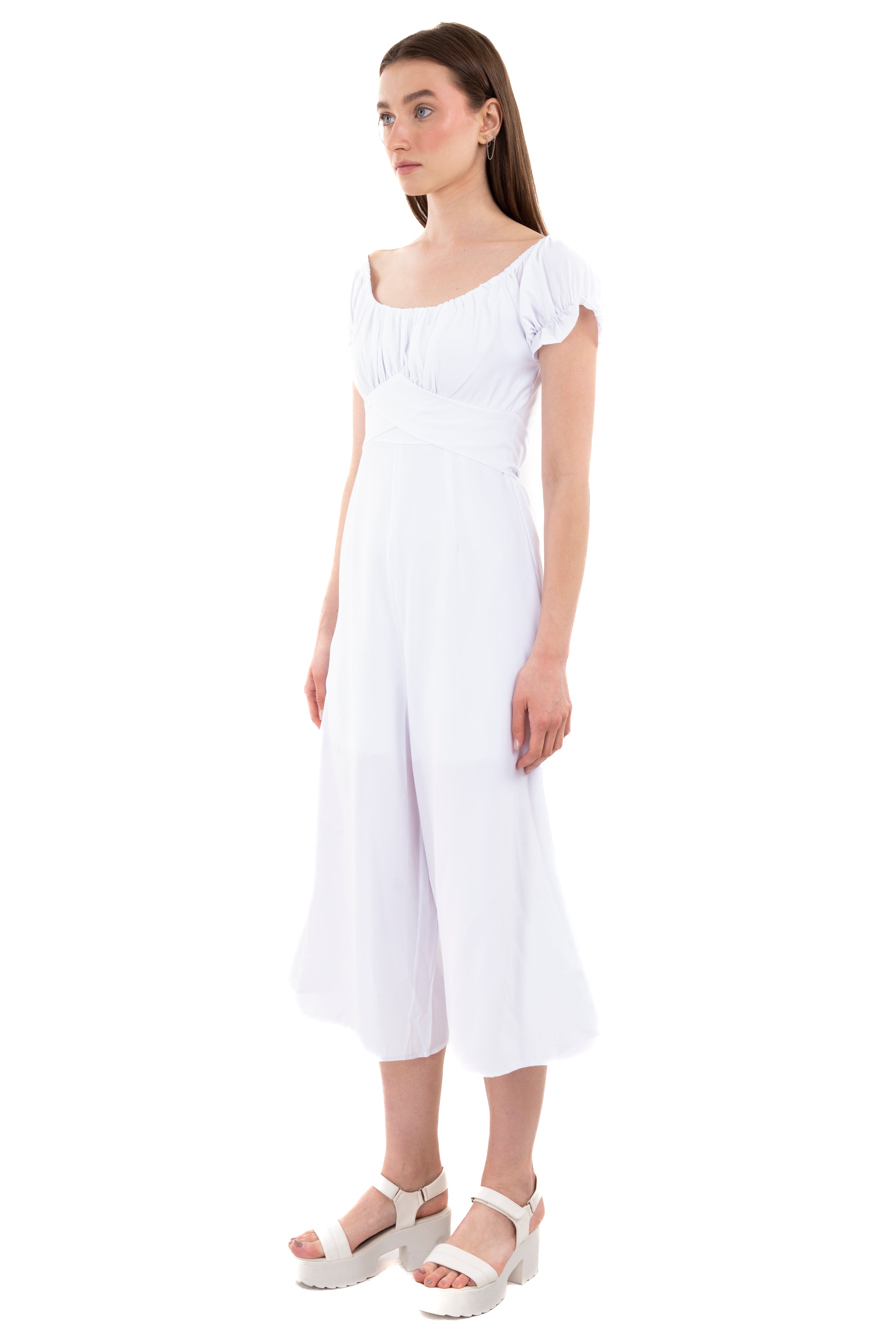 Jumpsuit Midi Fruncido Amplio BLANCO