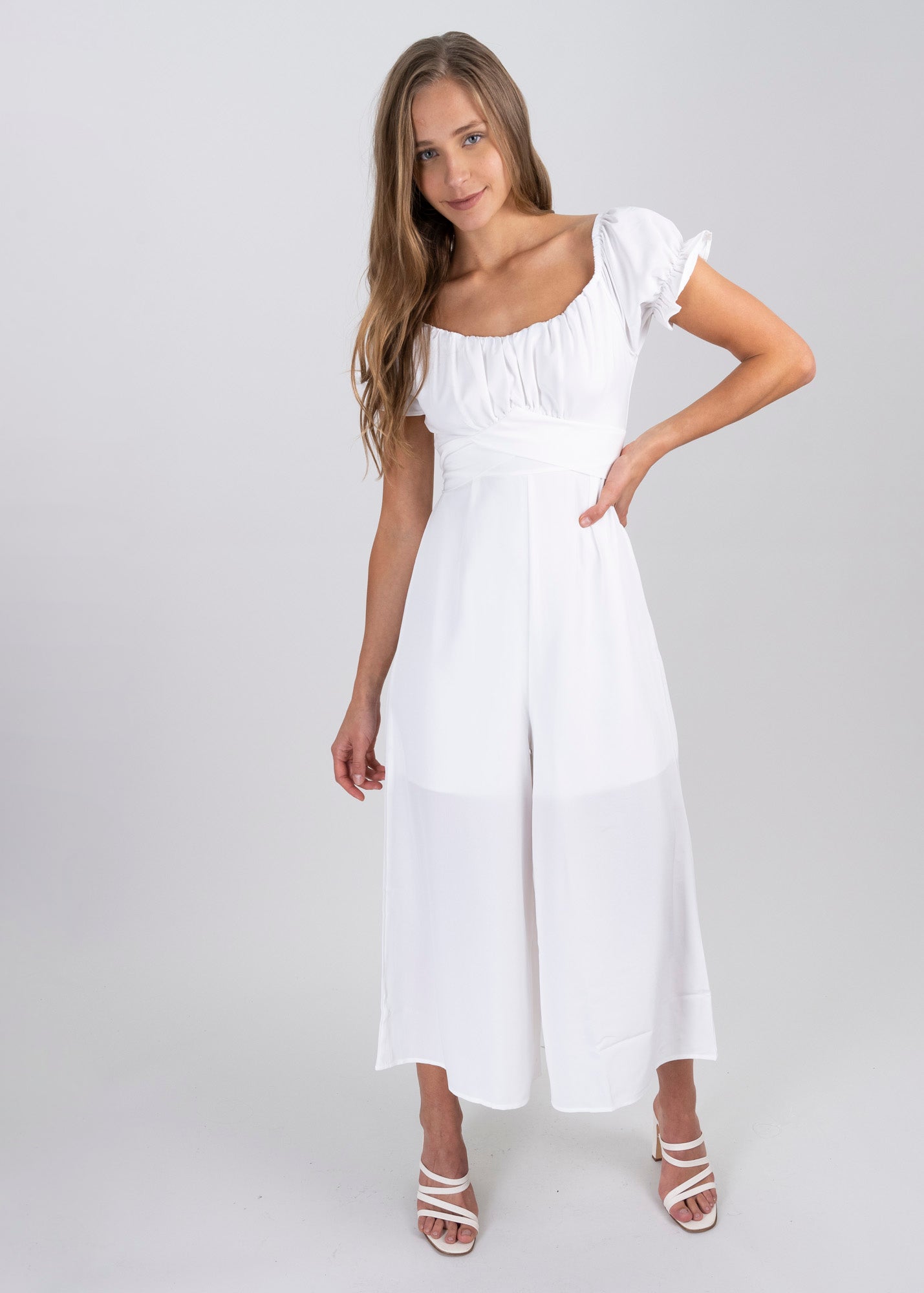 Jumpsuit Midi Fruncido Amplio BLANCO