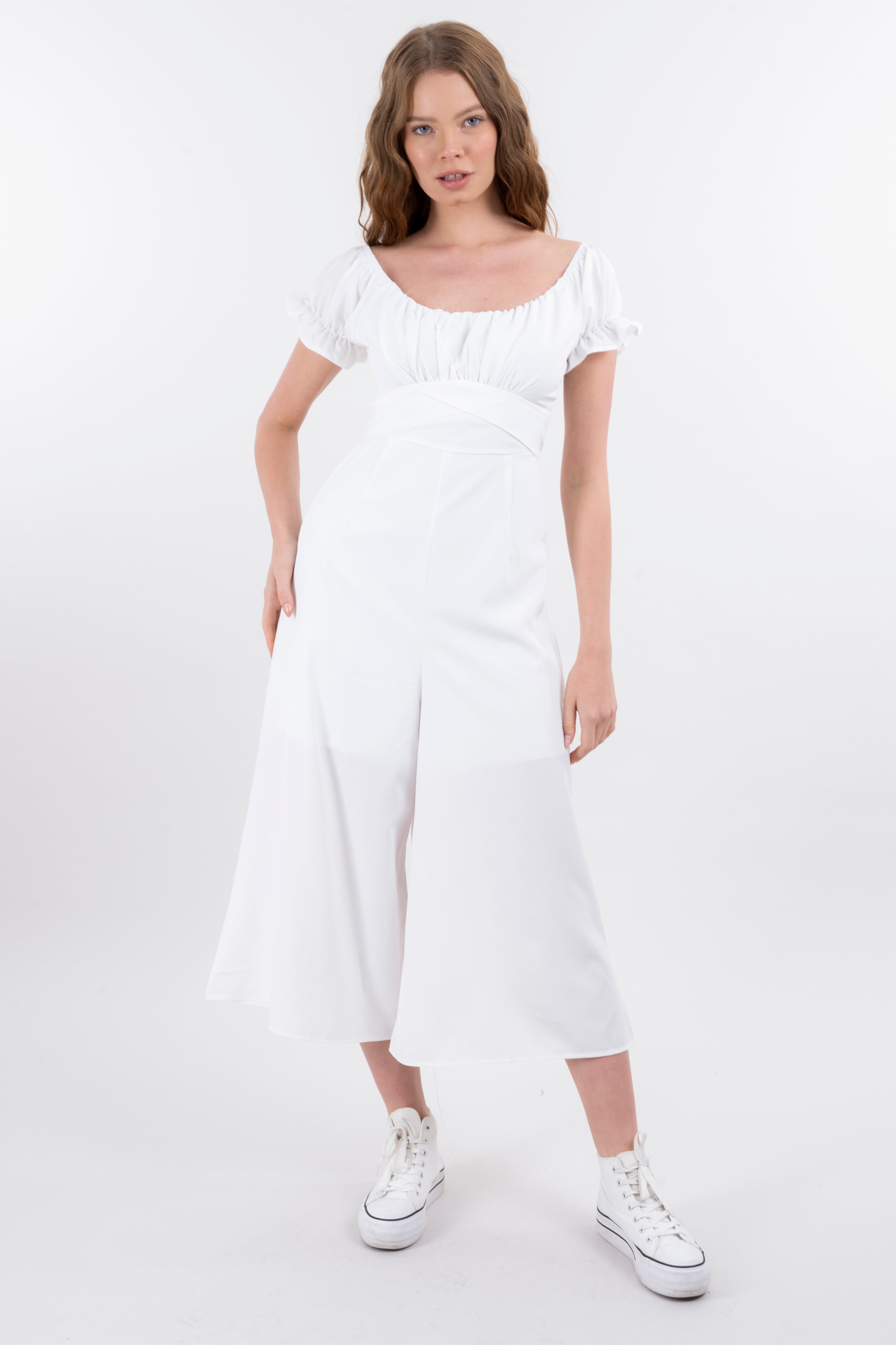 Jumpsuit Midi Fruncido Amplio CREMA