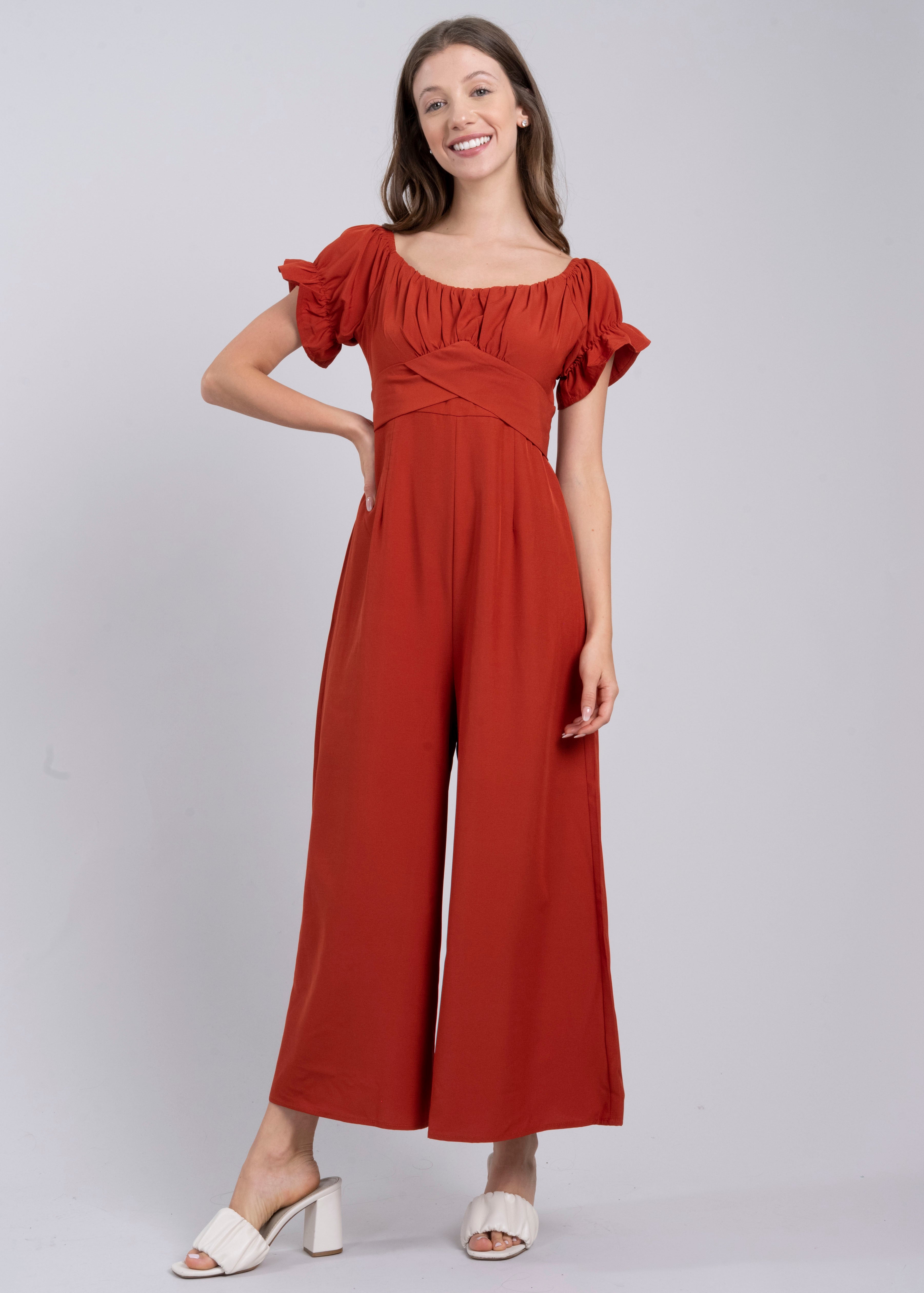 Jumpsuit Midi Fruncido Amplio LADRILLO