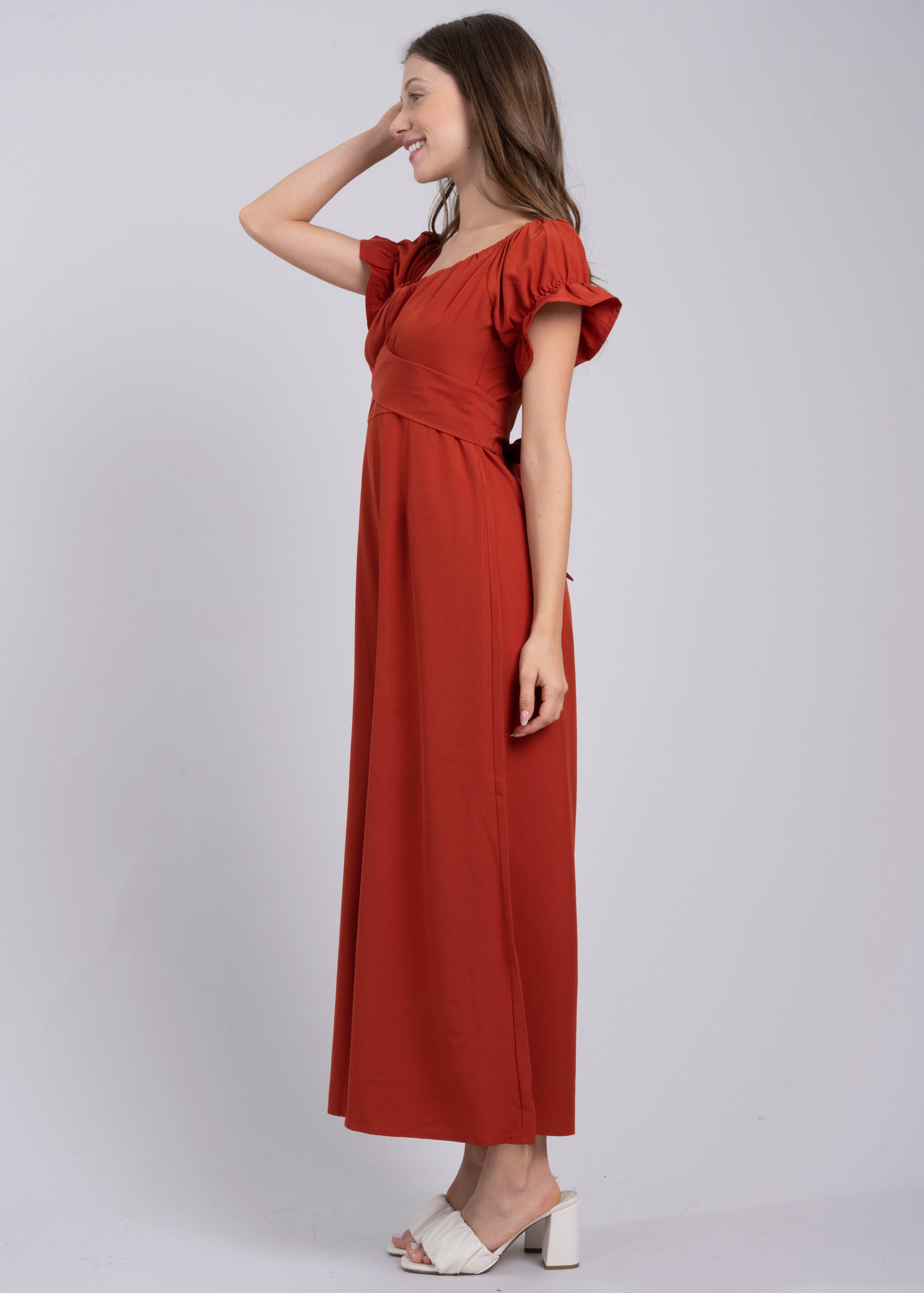 Jumpsuit Midi Fruncido Amplio LADRILLO