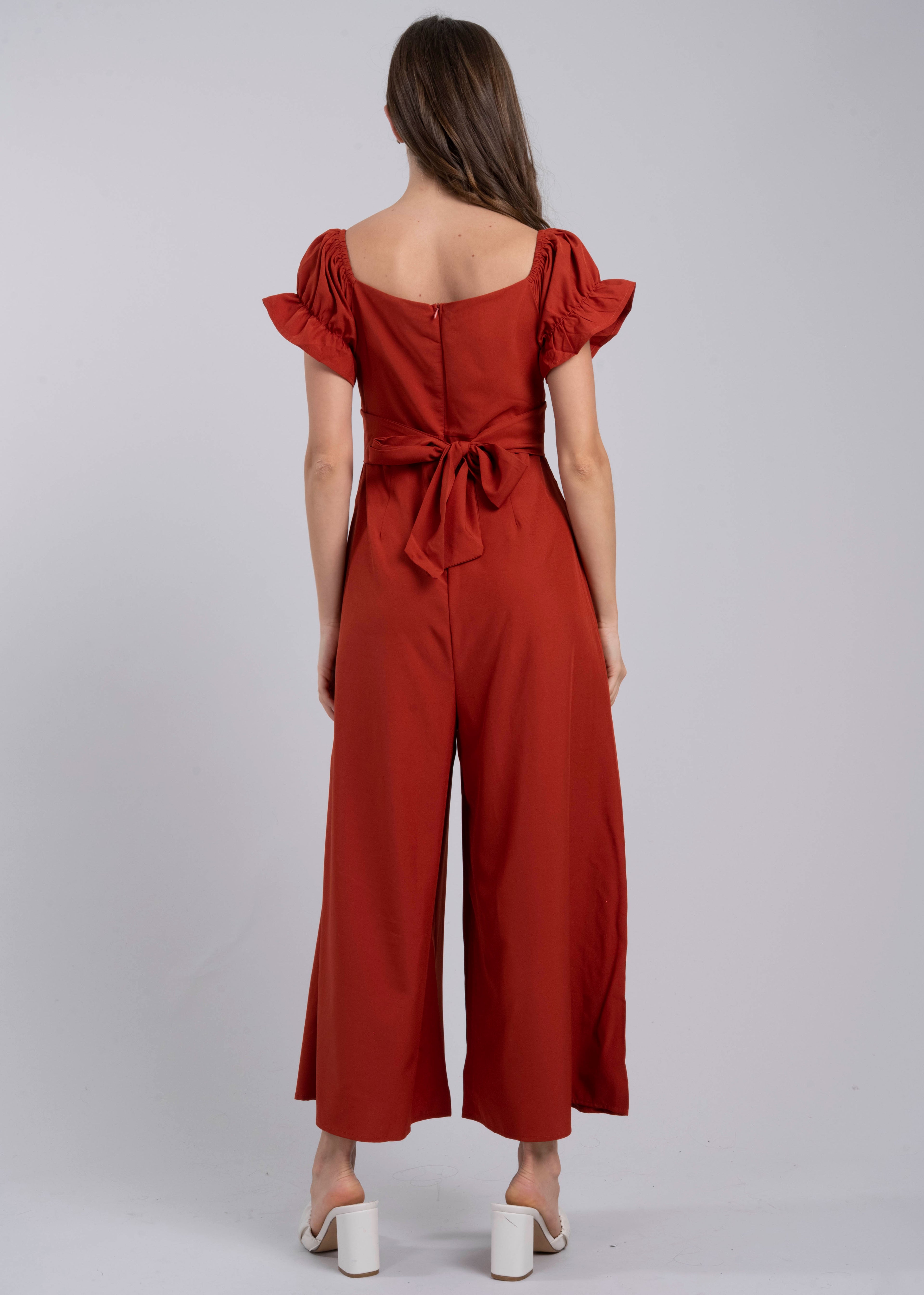 Jumpsuit Midi Fruncido Amplio LADRILLO