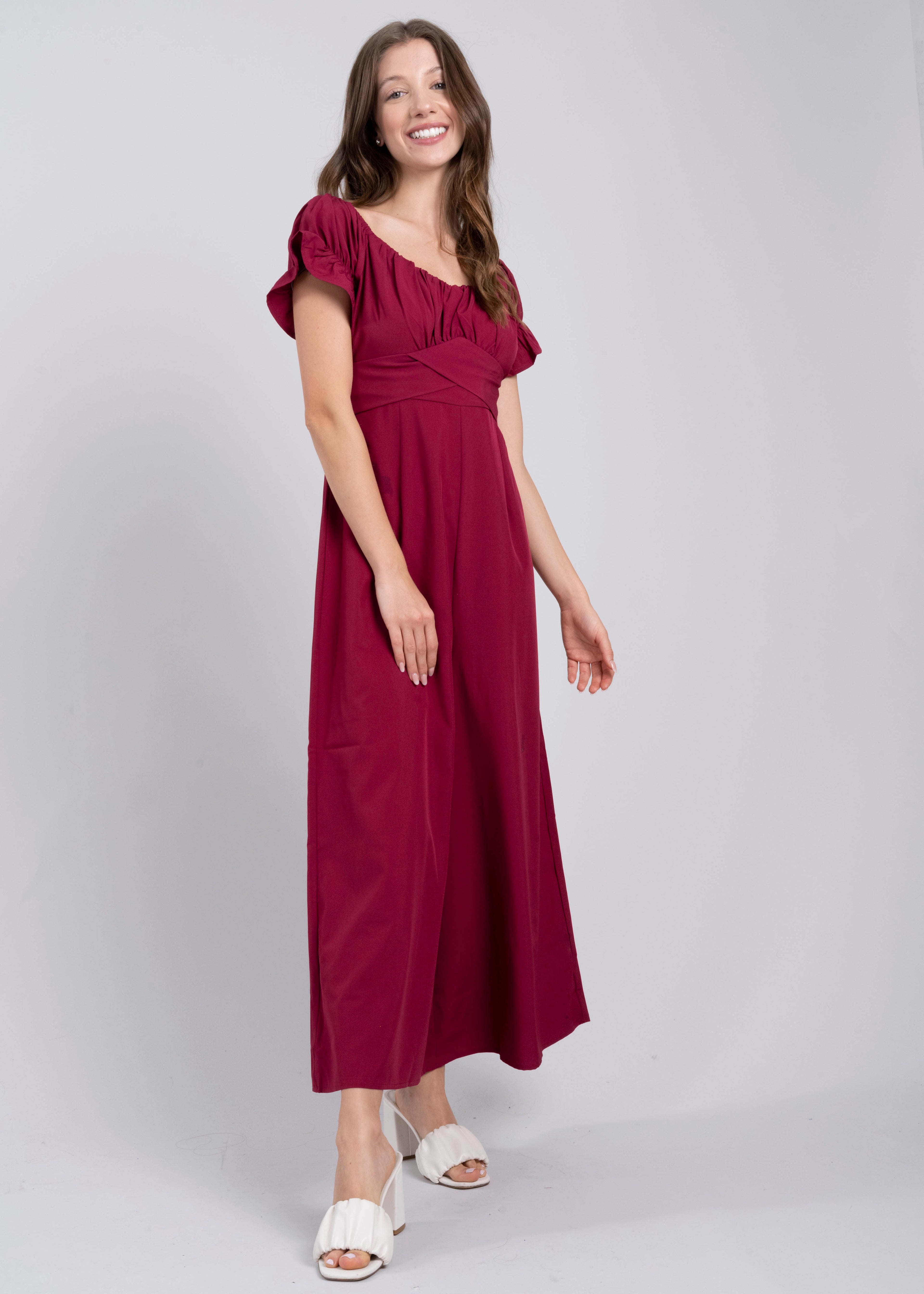 Jumpsuit Midi Fruncido Amplio MARSALA
