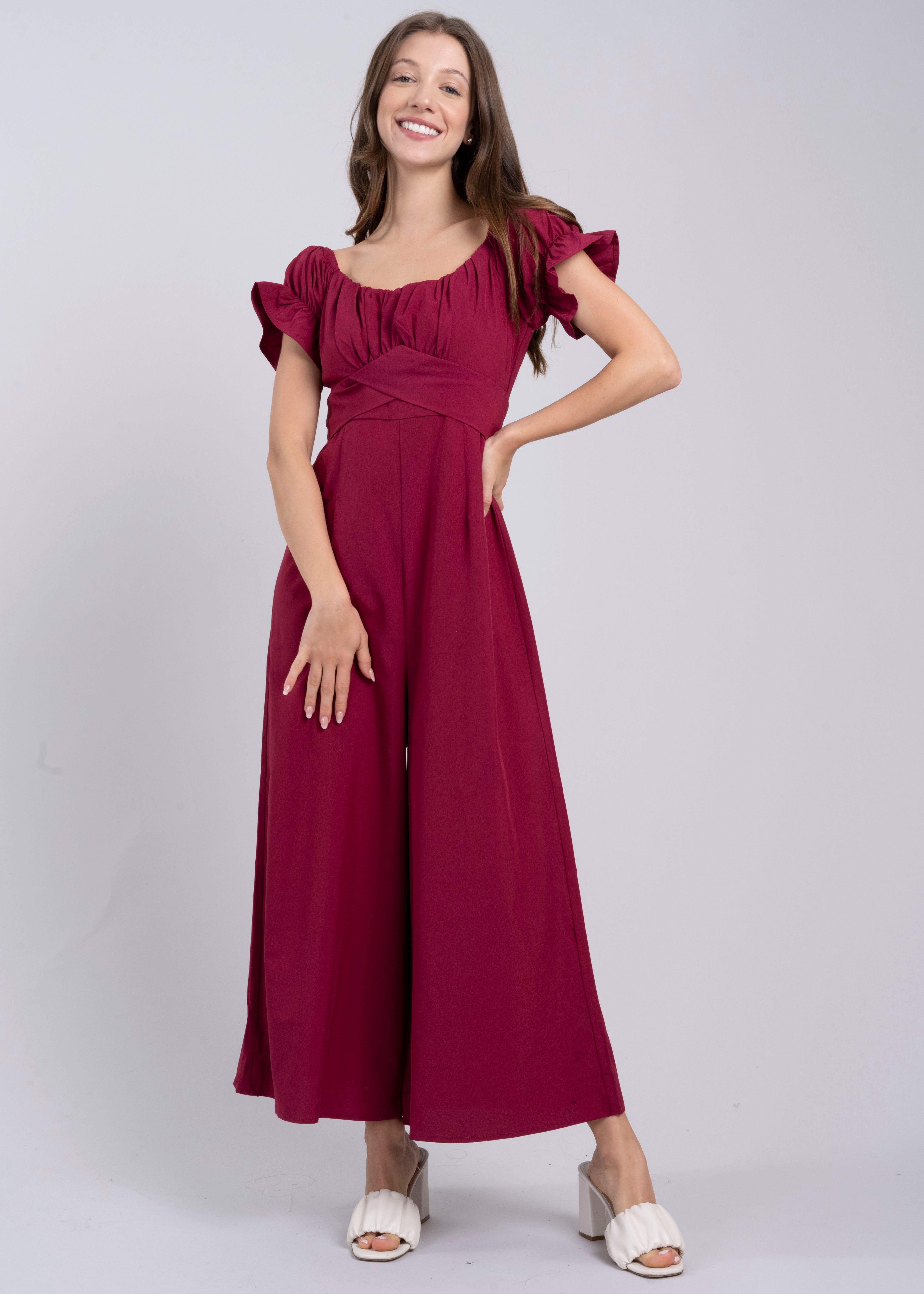 Jumpsuit Midi Fruncido Amplio MARSALA