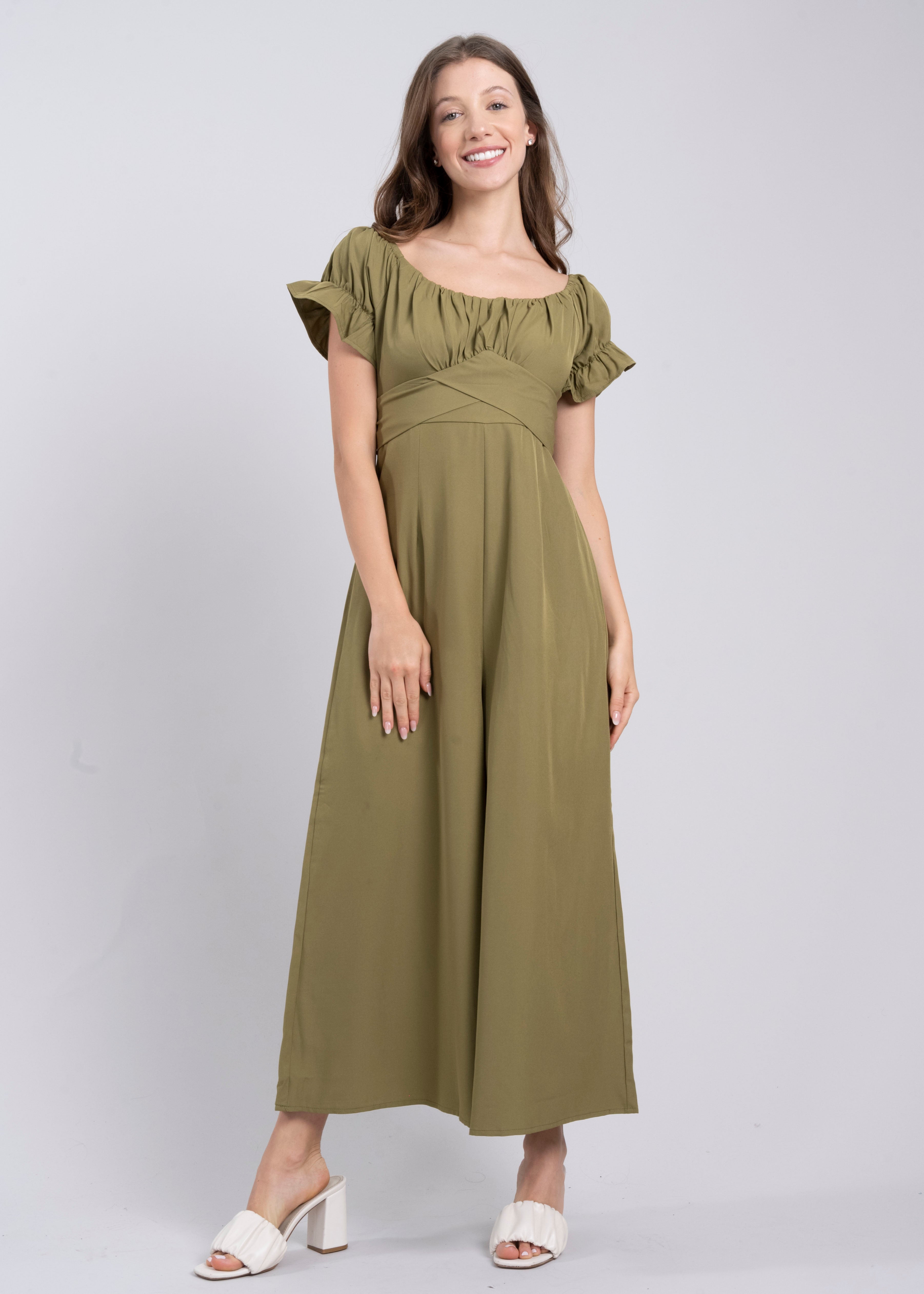 Jumpsuit Midi Fruncido Amplio VERDE CAZADOR