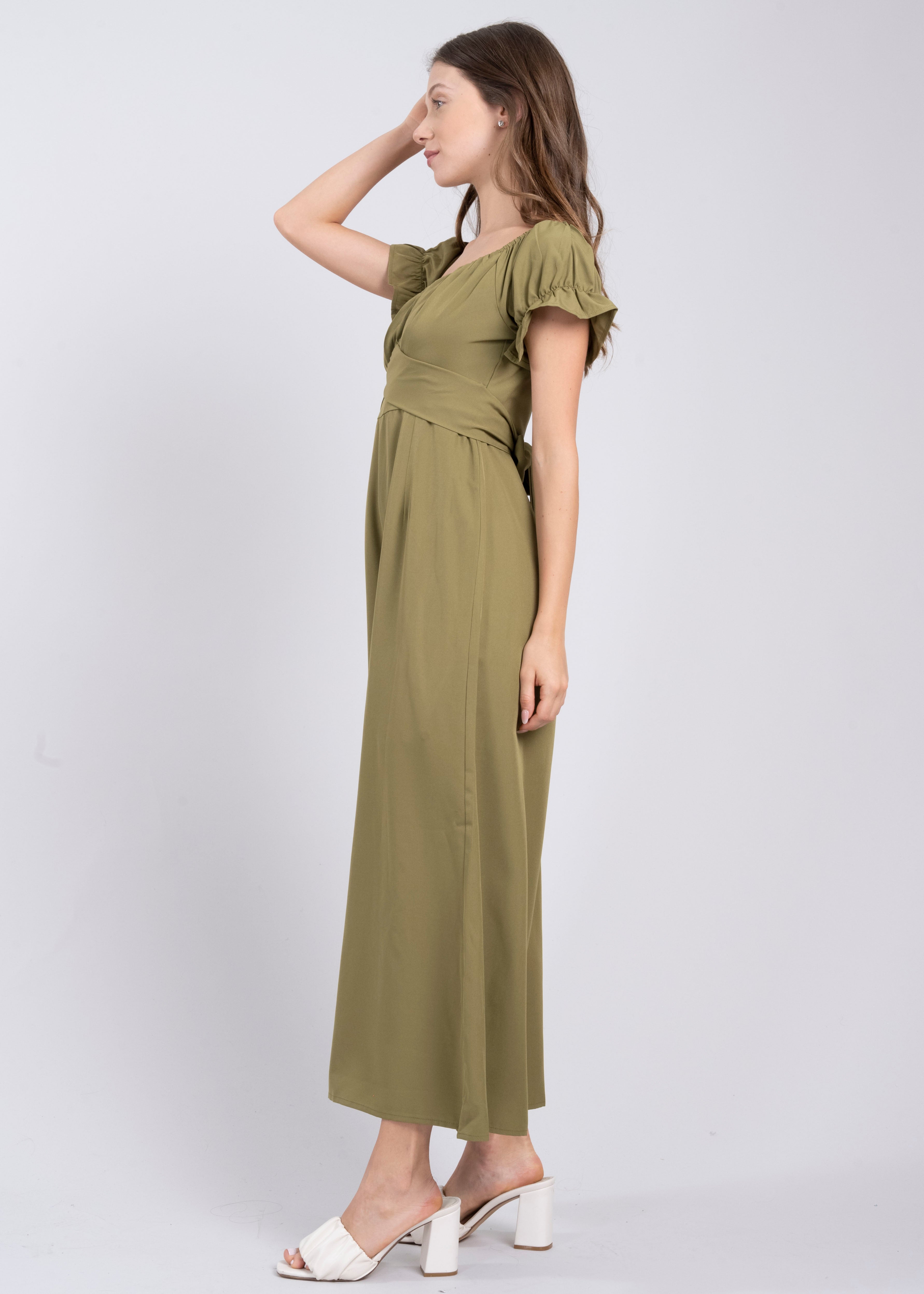Jumpsuit Midi Fruncido Amplio VERDE CAZADOR