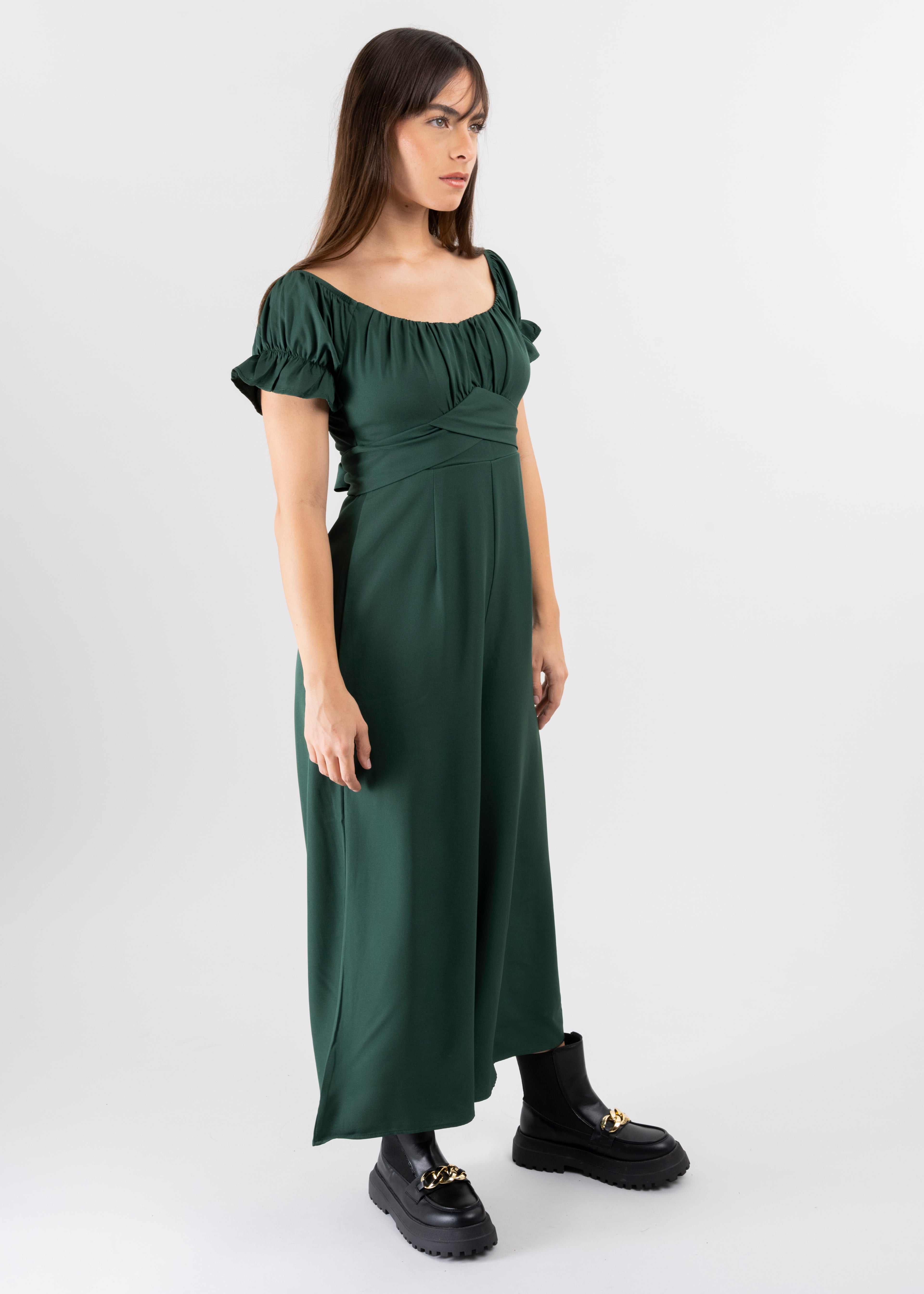 Jumpsuit Midi Fruncido Amplio VERDE OBSCURO