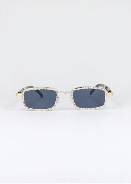 Lentes sol cuadrados brillos incrustados