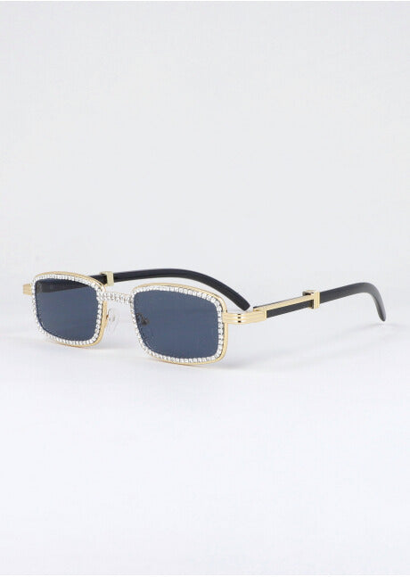 Lentes sol cuadrados brillos incrustados