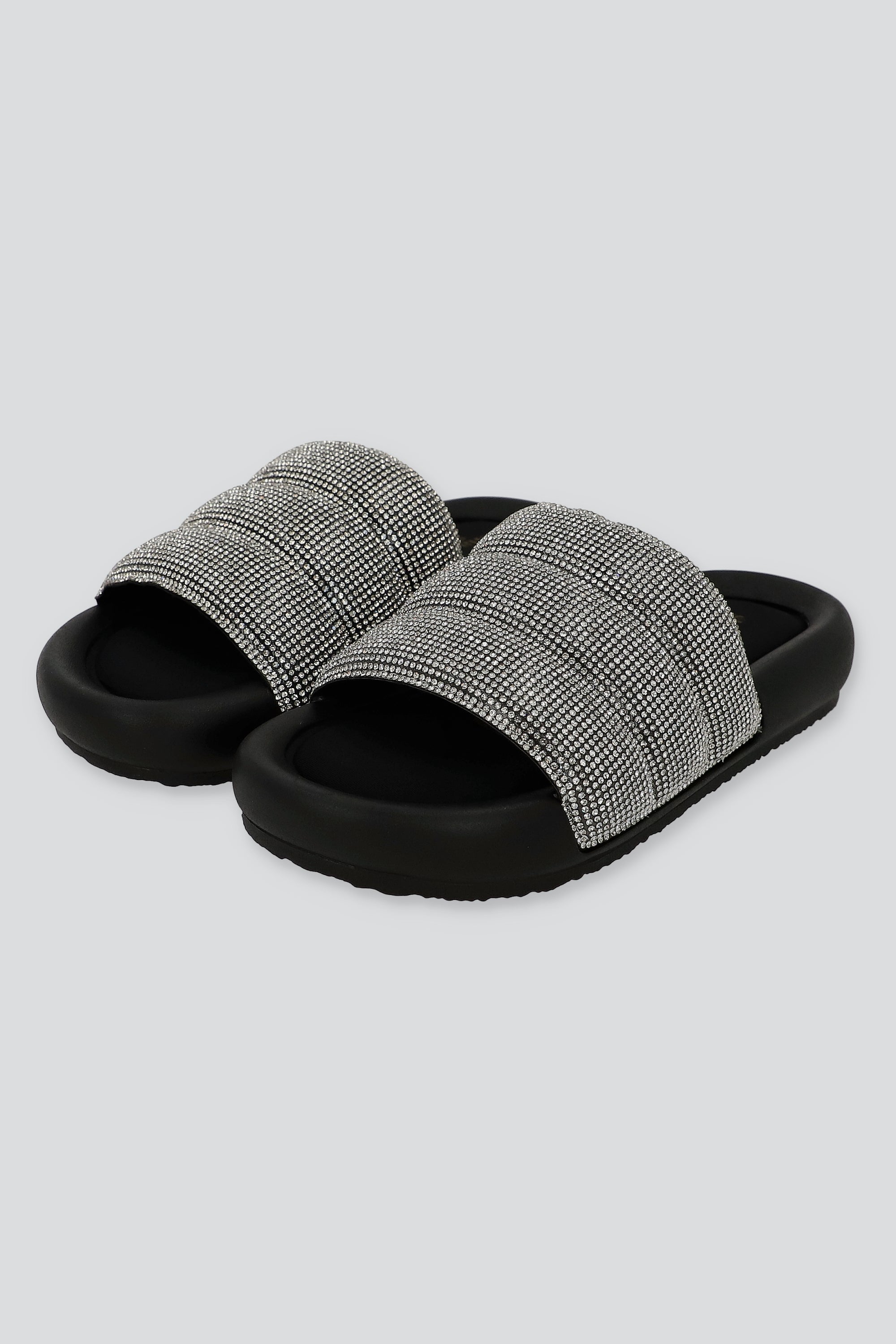Sandalias capitonada brillos NEGRO