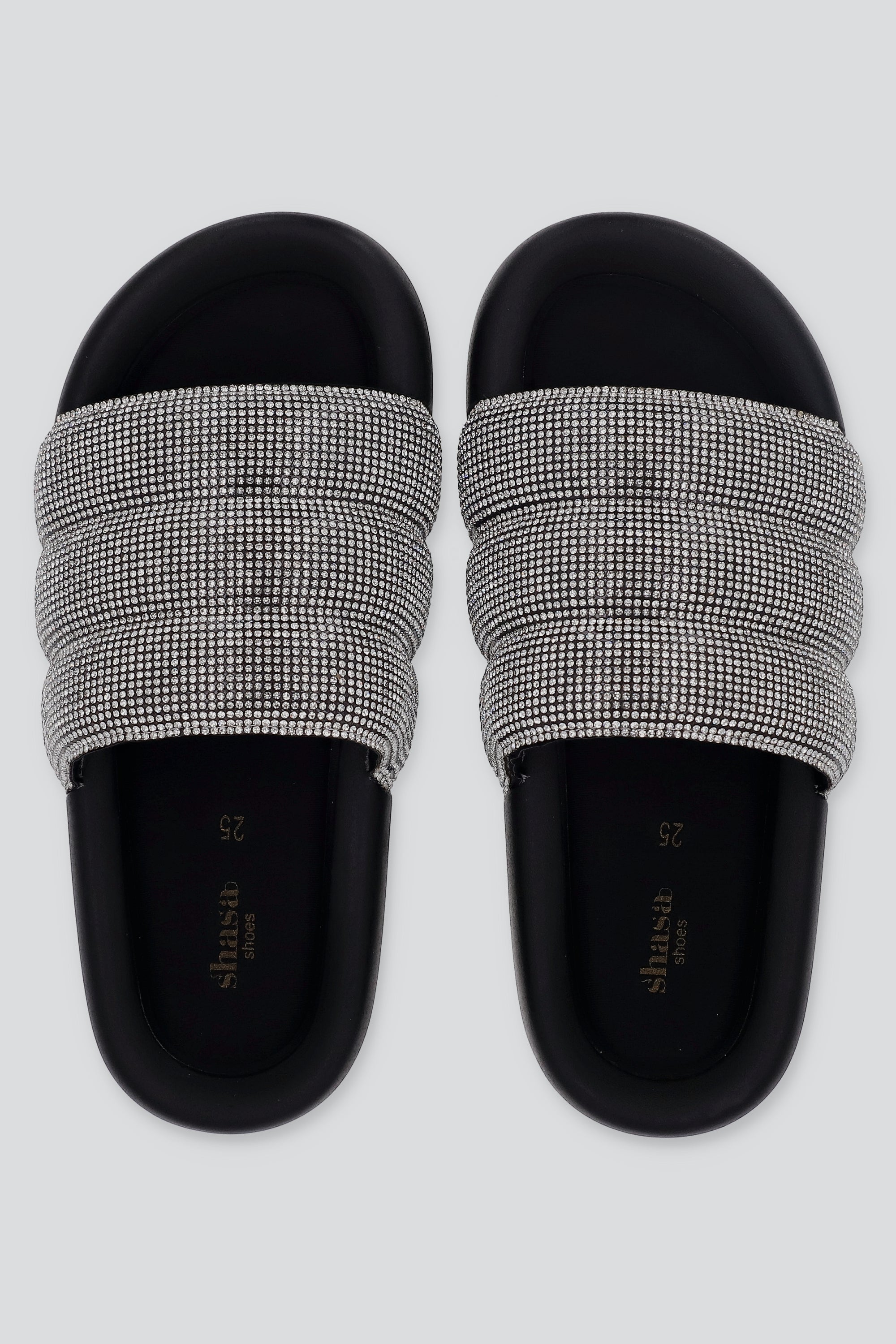 Sandalias capitonada brillos NEGRO