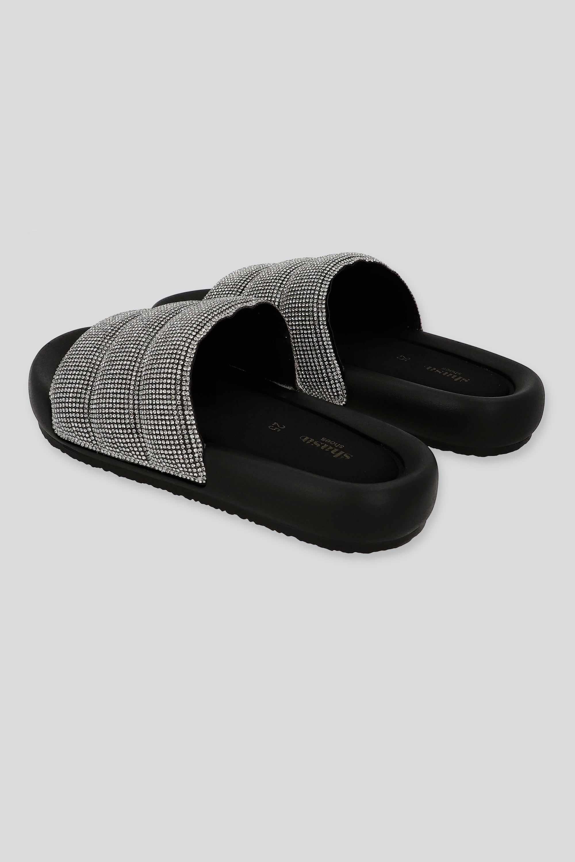 Sandalias capitonada brillos NEGRO