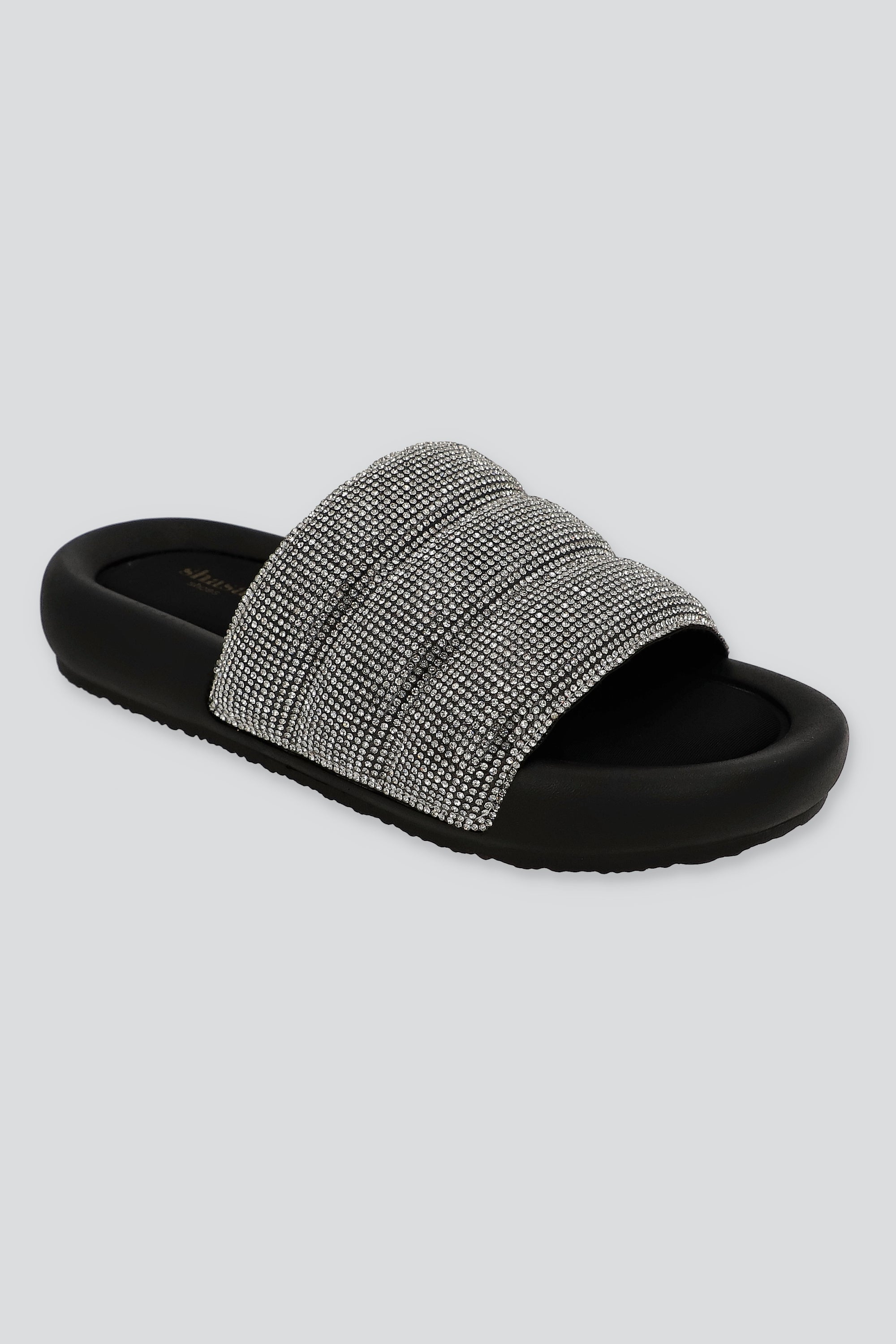 Sandalias capitonada brillos NEGRO