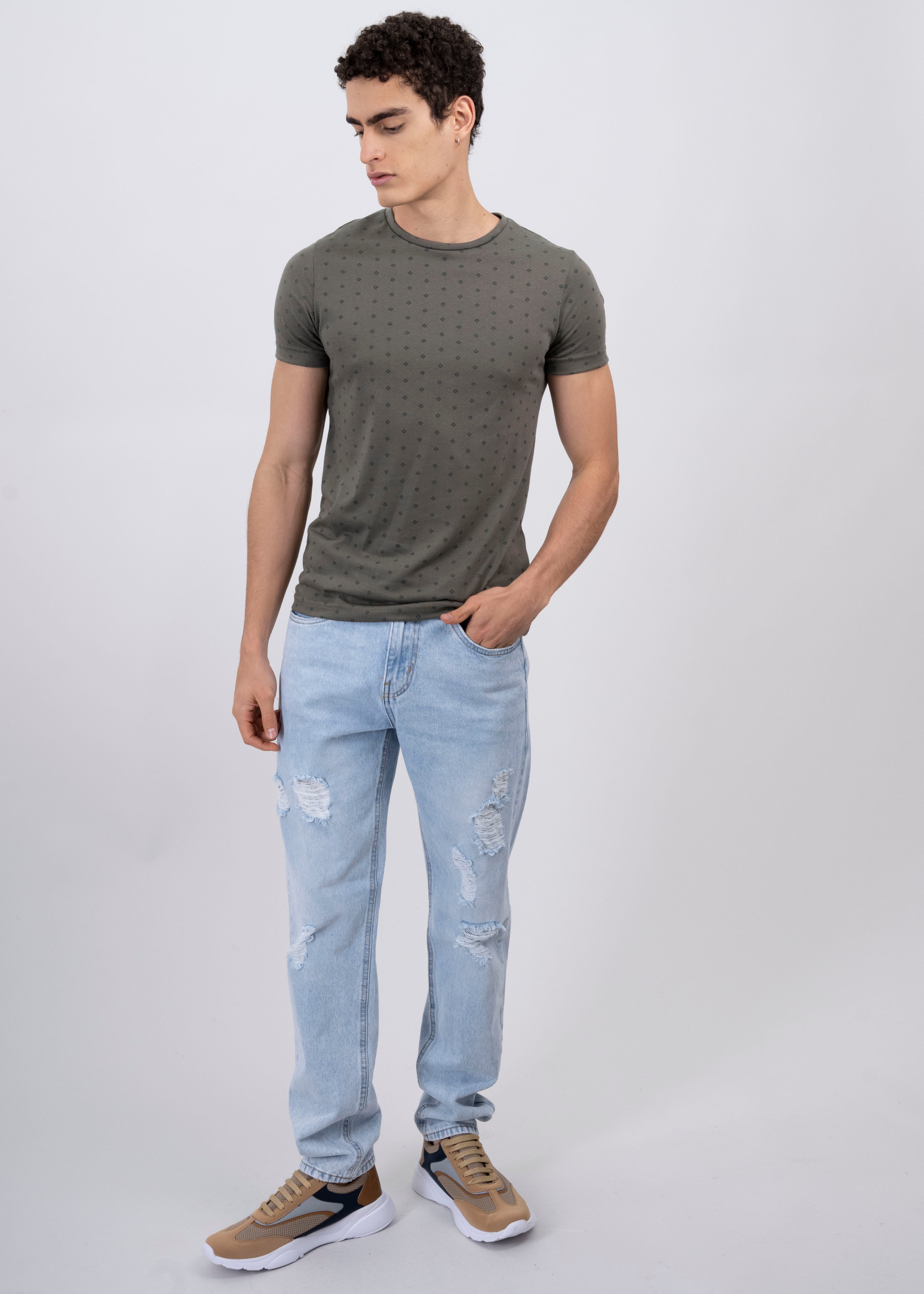 Jeans Rectos Destrucciones LIGHT WASH