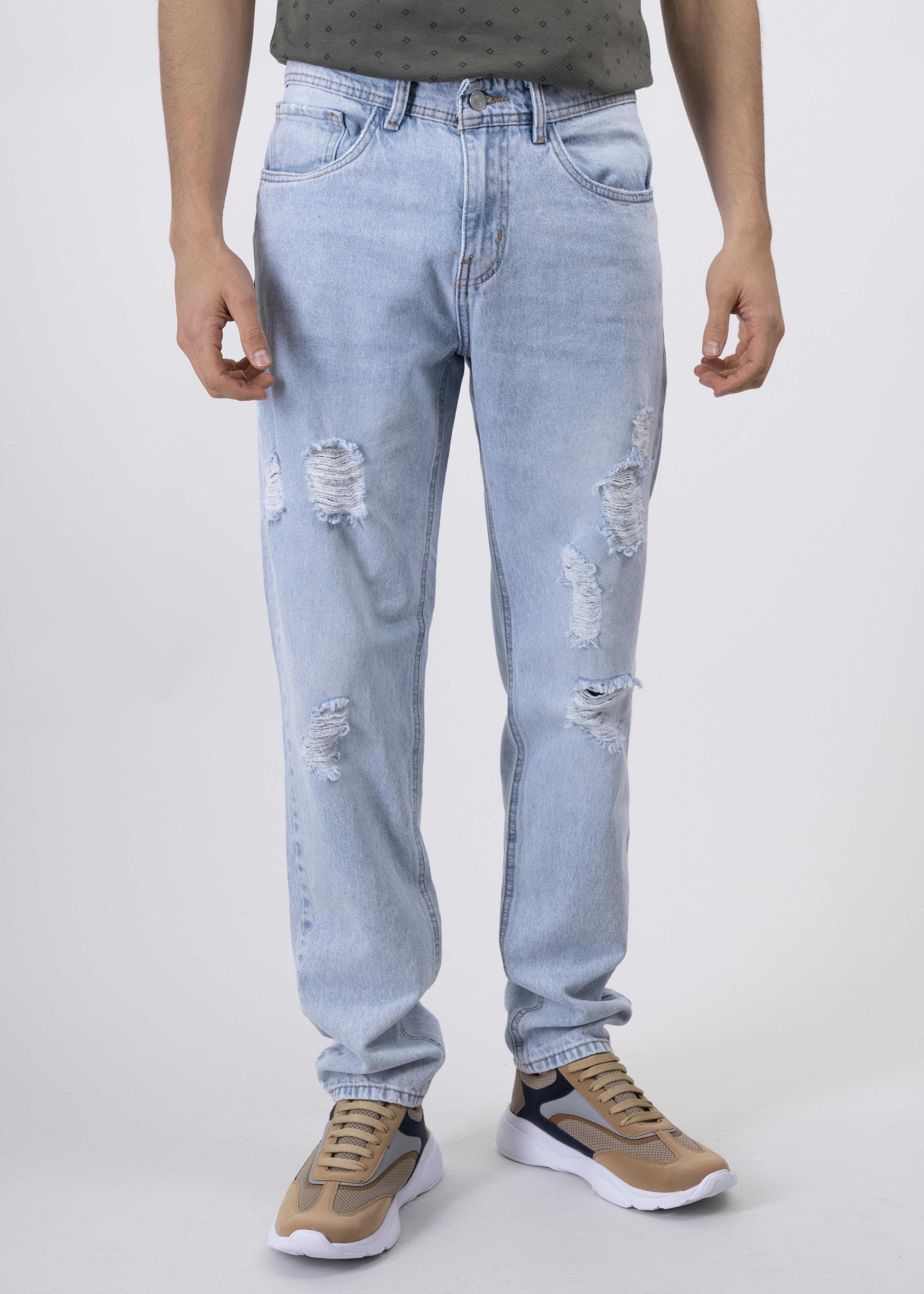Jeans Rectos Destrucciones LIGHT WASH