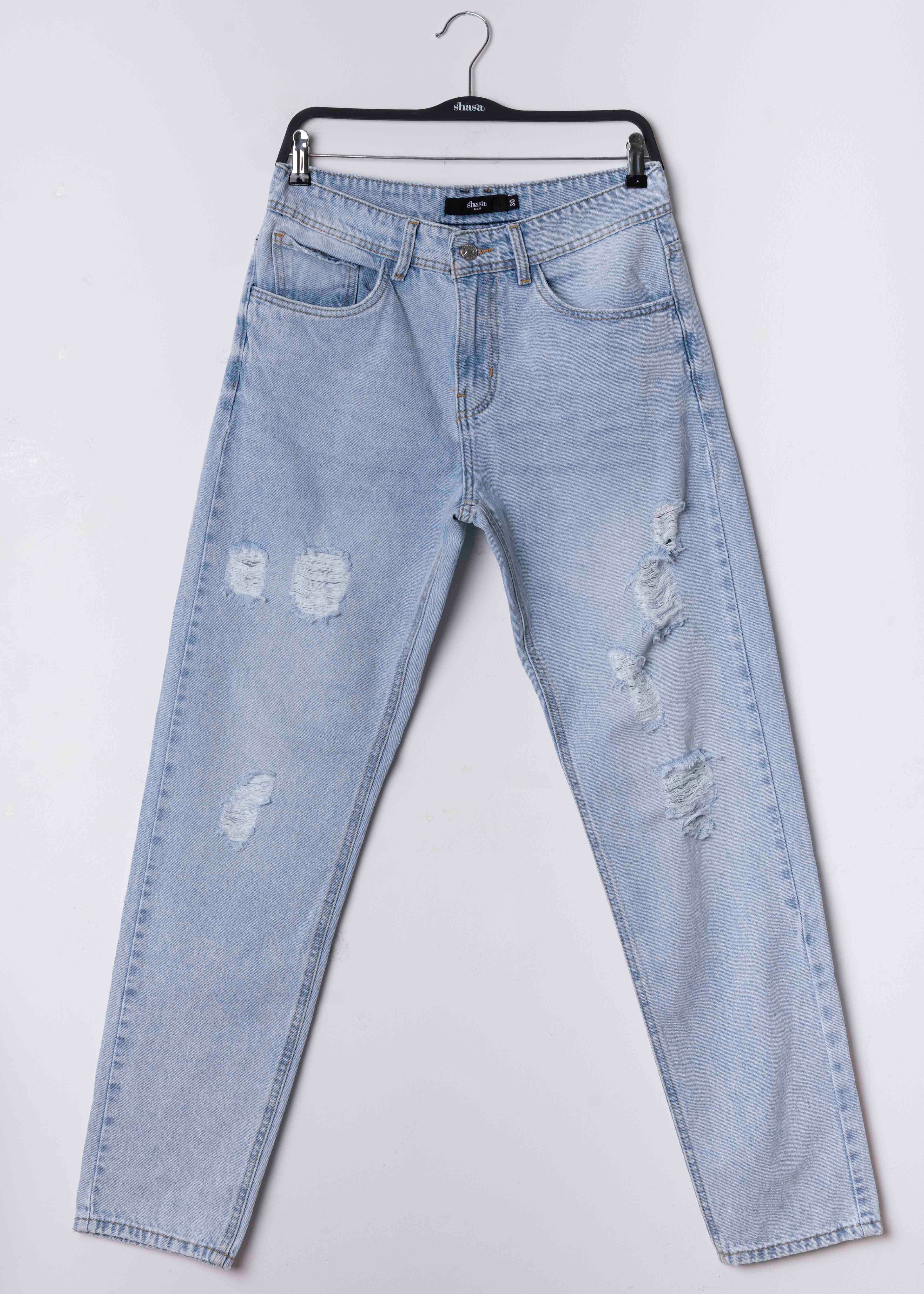 Jeans Rectos Destrucciones LIGHT WASH