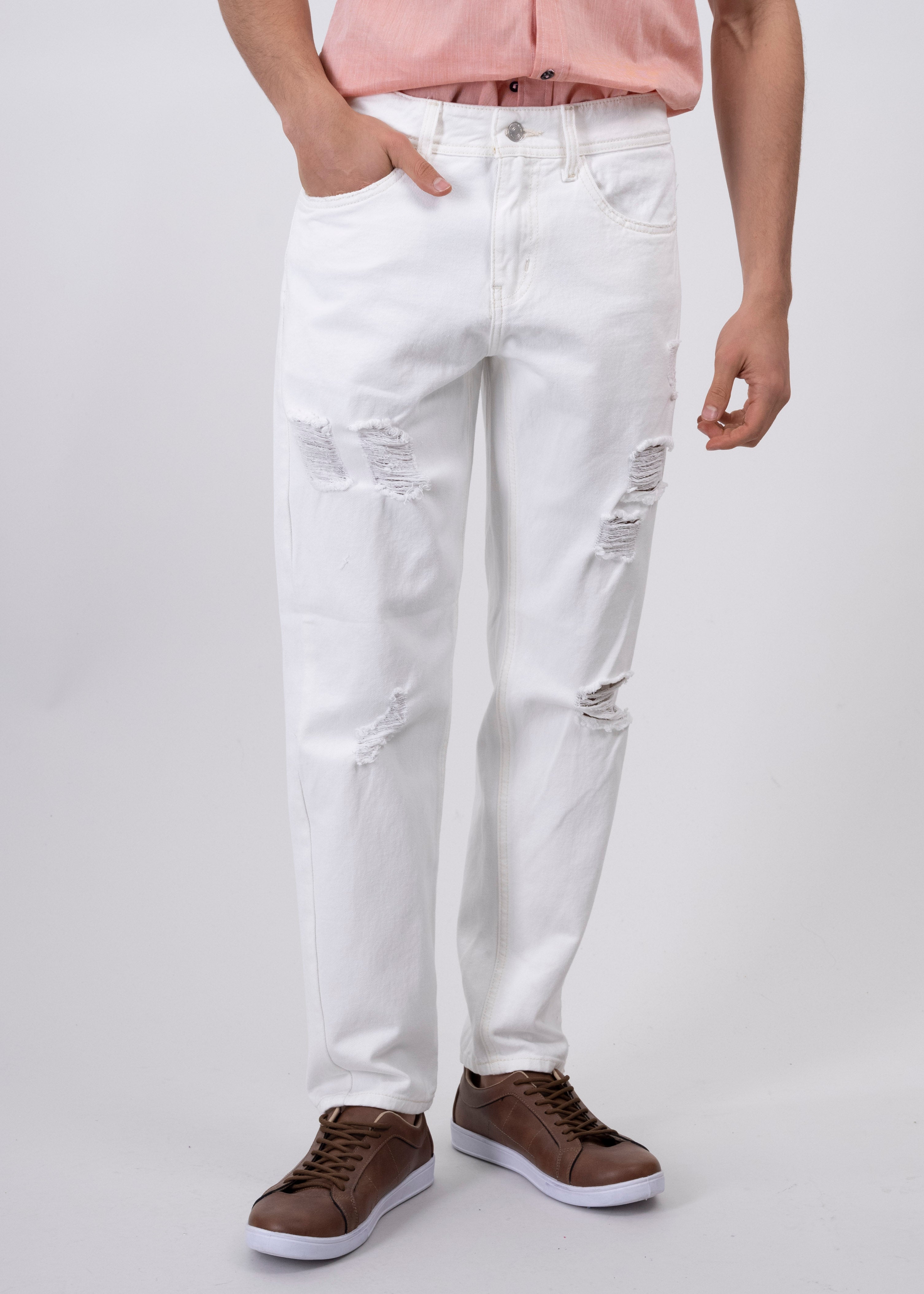 Jeans Rectos Destrucciones HUESO
