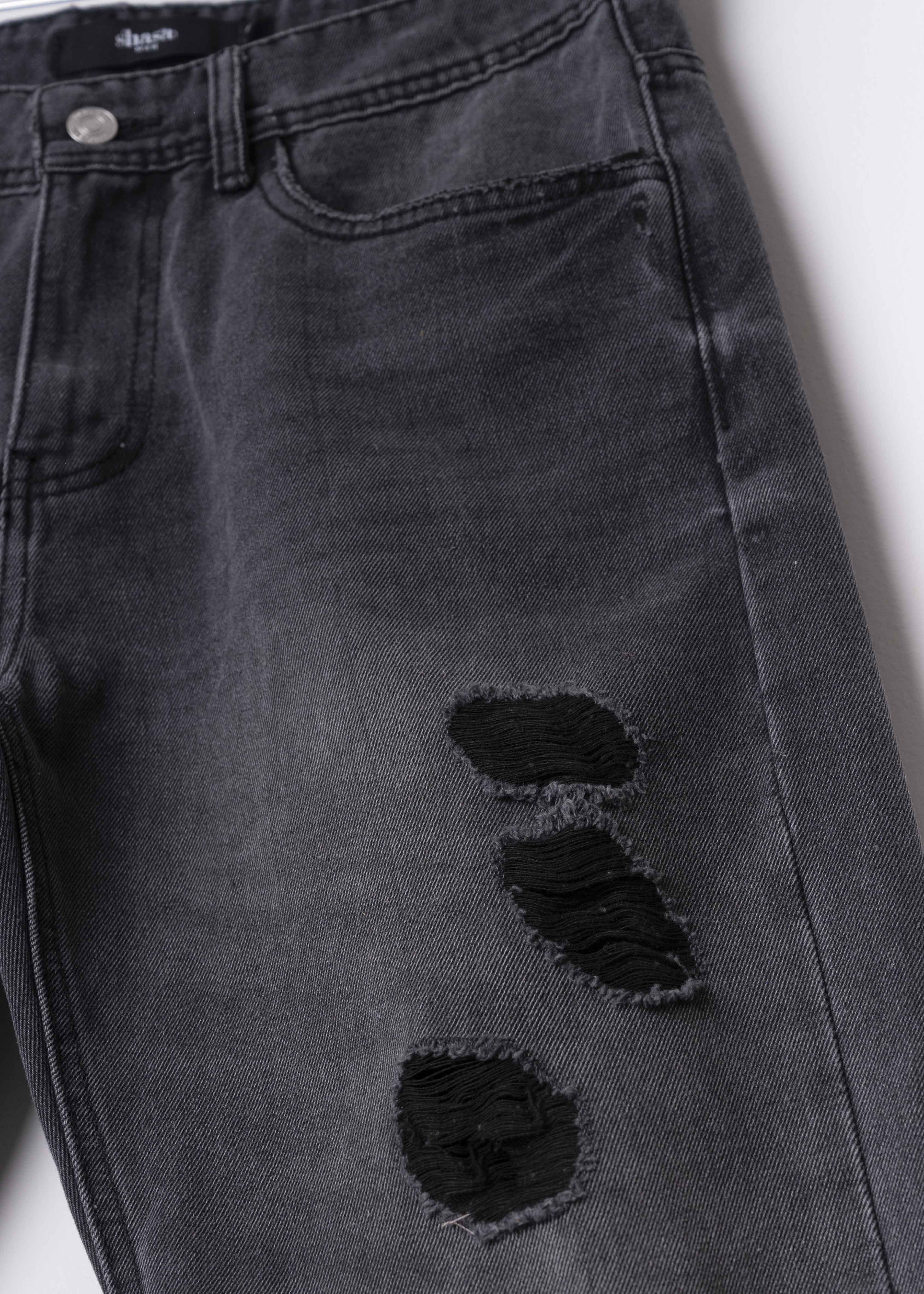 Jeans Rectos Destrucciones GRIS