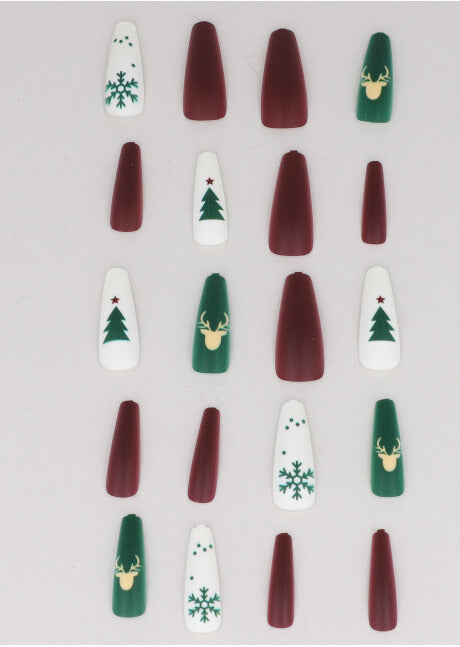 Set 20 uñas postizas navideñas VERDE