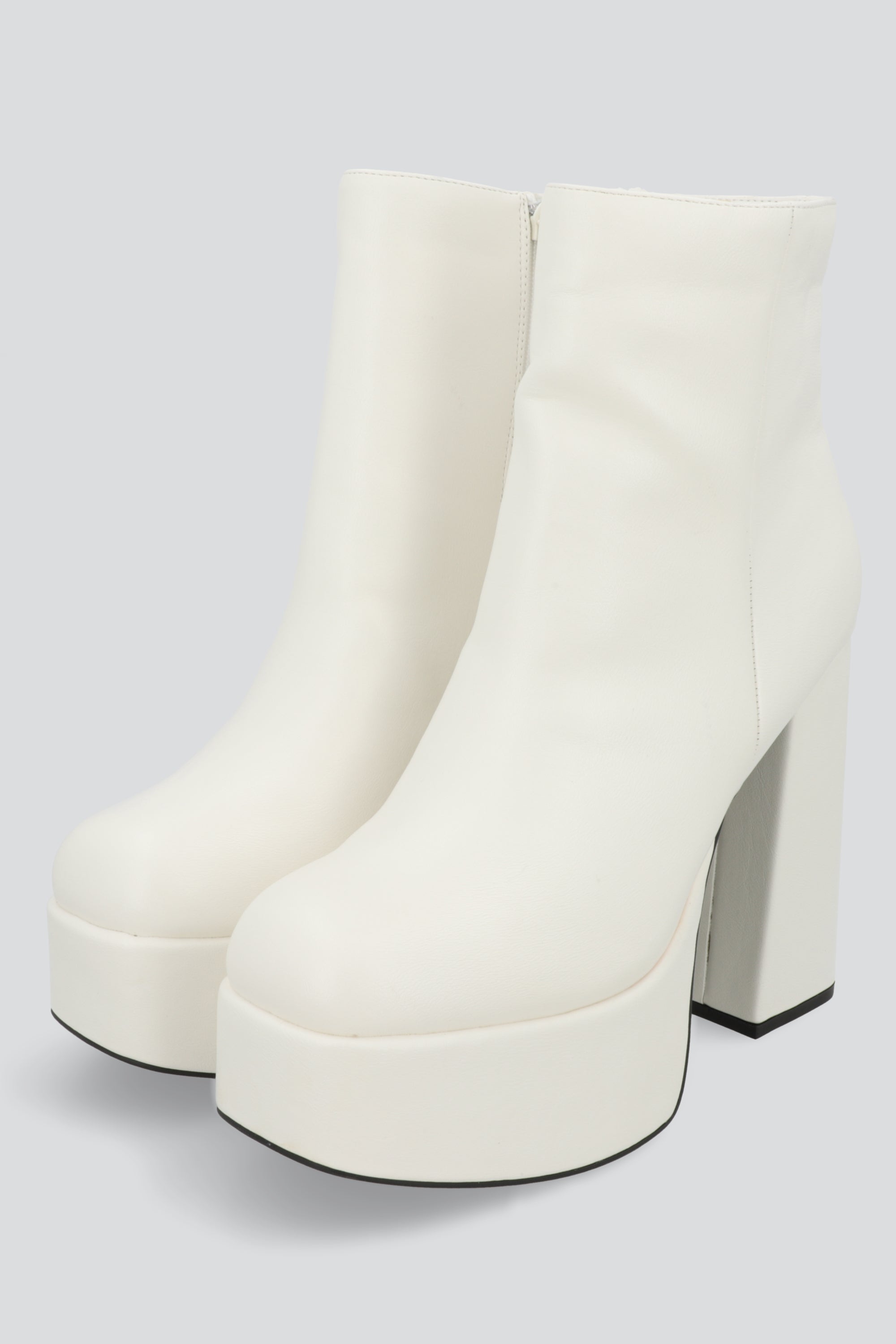 Botín plataforma tacón ancho BLANCO