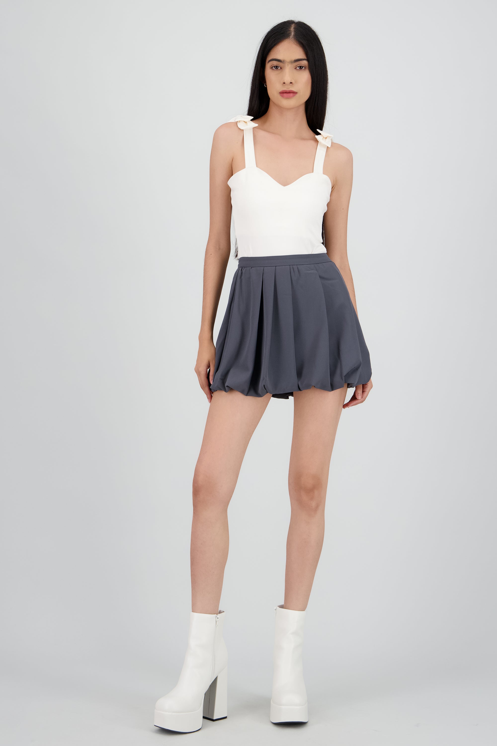 Botín plataforma tacón ancho BLANCO