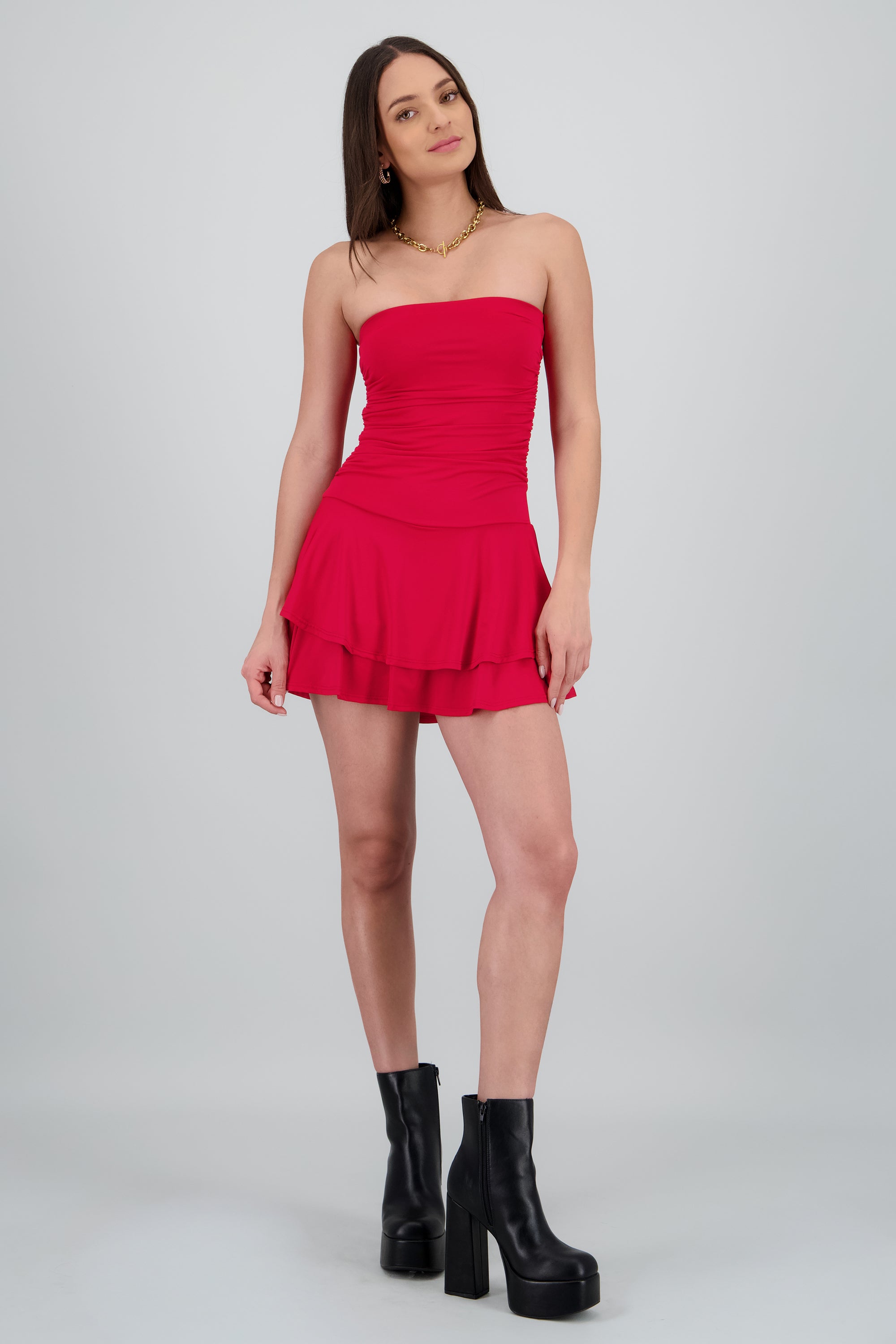 Botín plataforma tacón ancho NEGRO