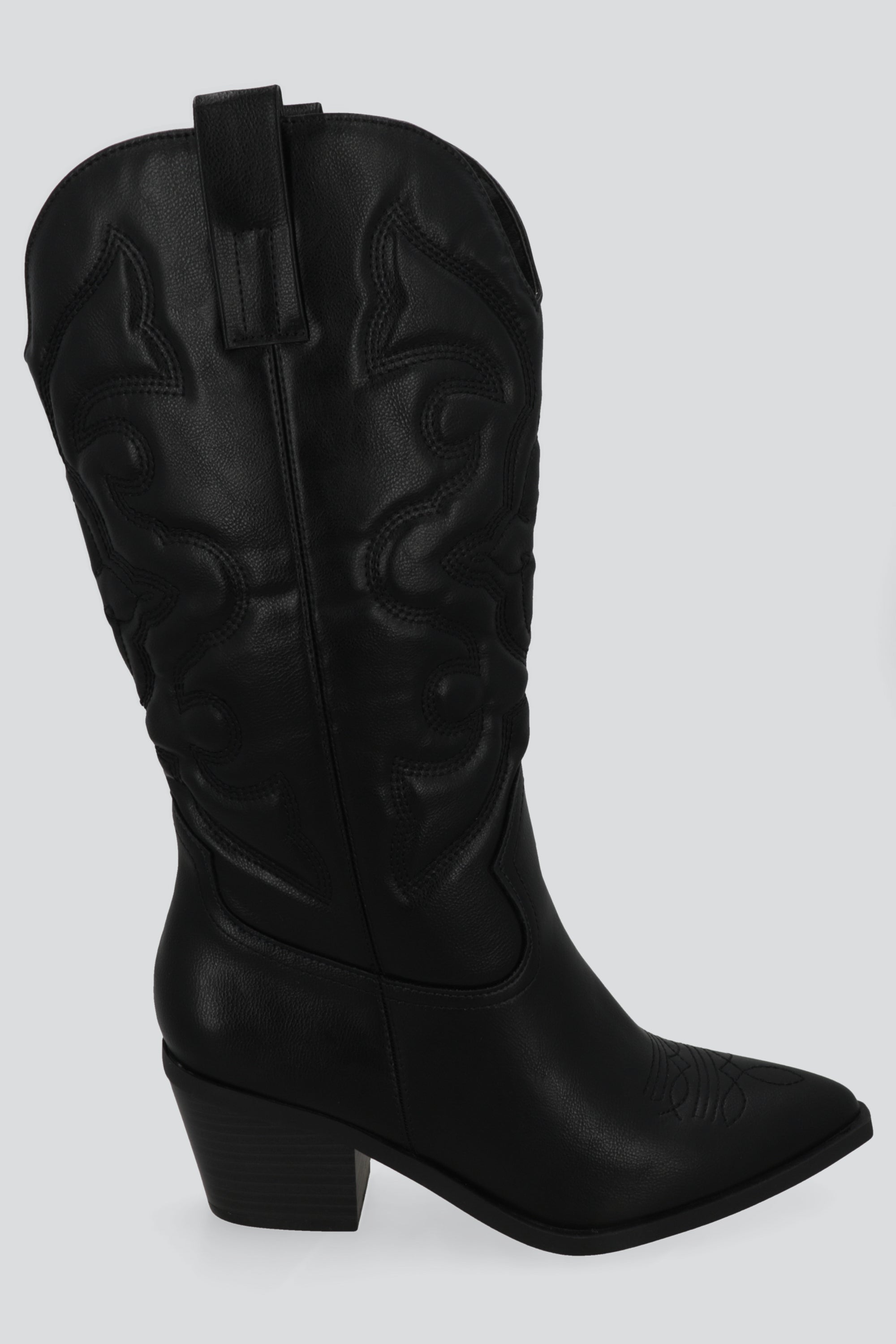 Botín vaquero midi bordado NEGRO