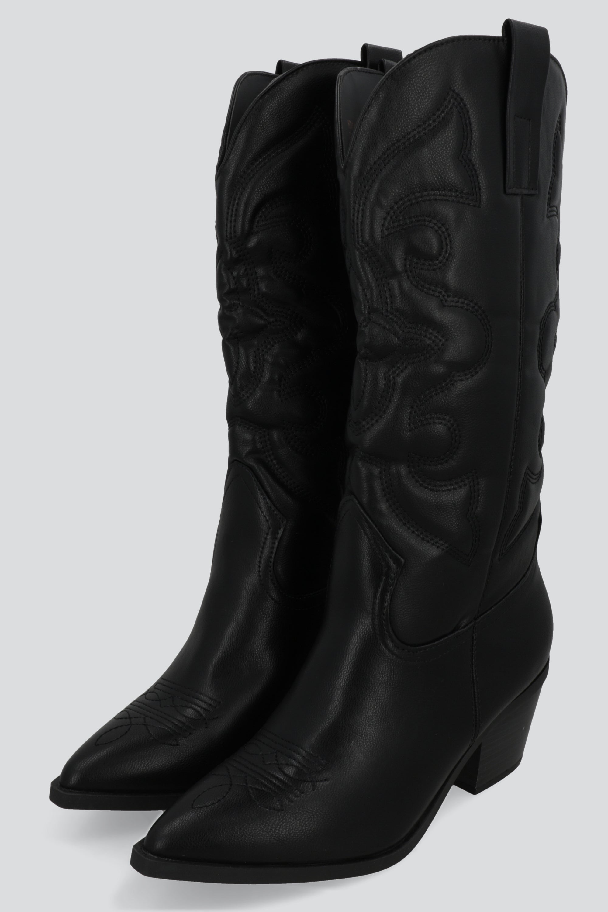 Botín vaquero midi bordado NEGRO