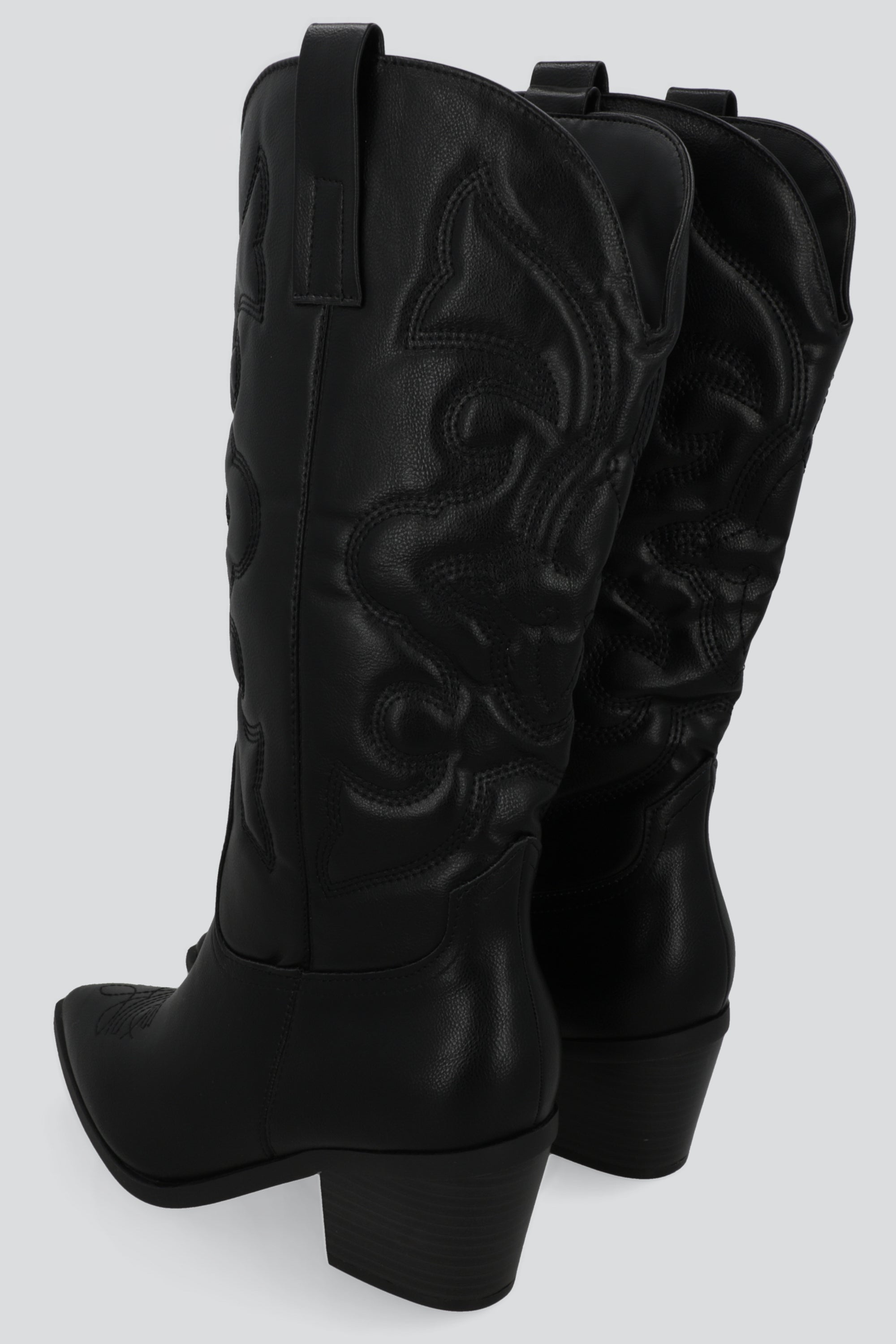 Botín vaquero midi bordado NEGRO