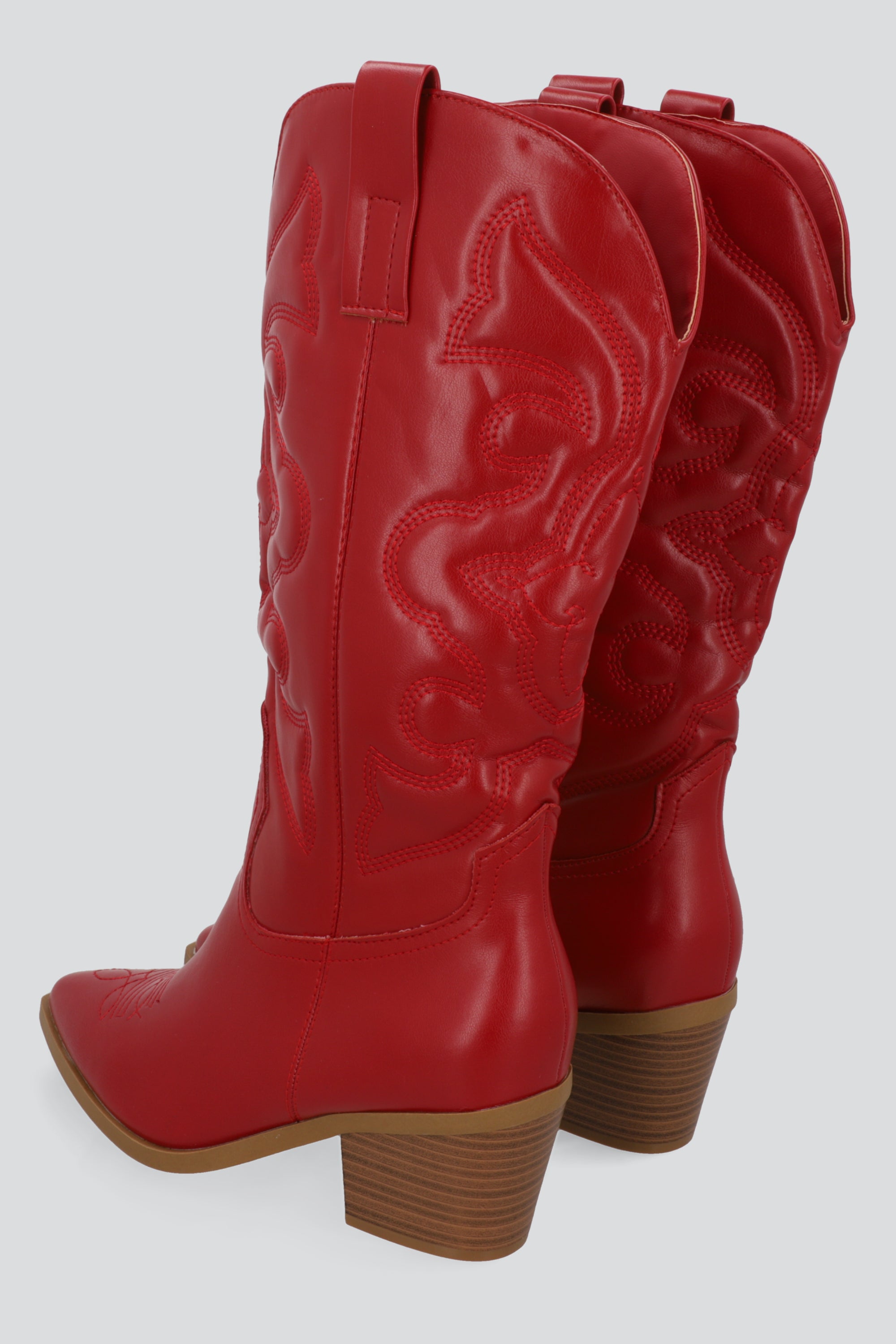 Botín vaquero midi bordado ROJO