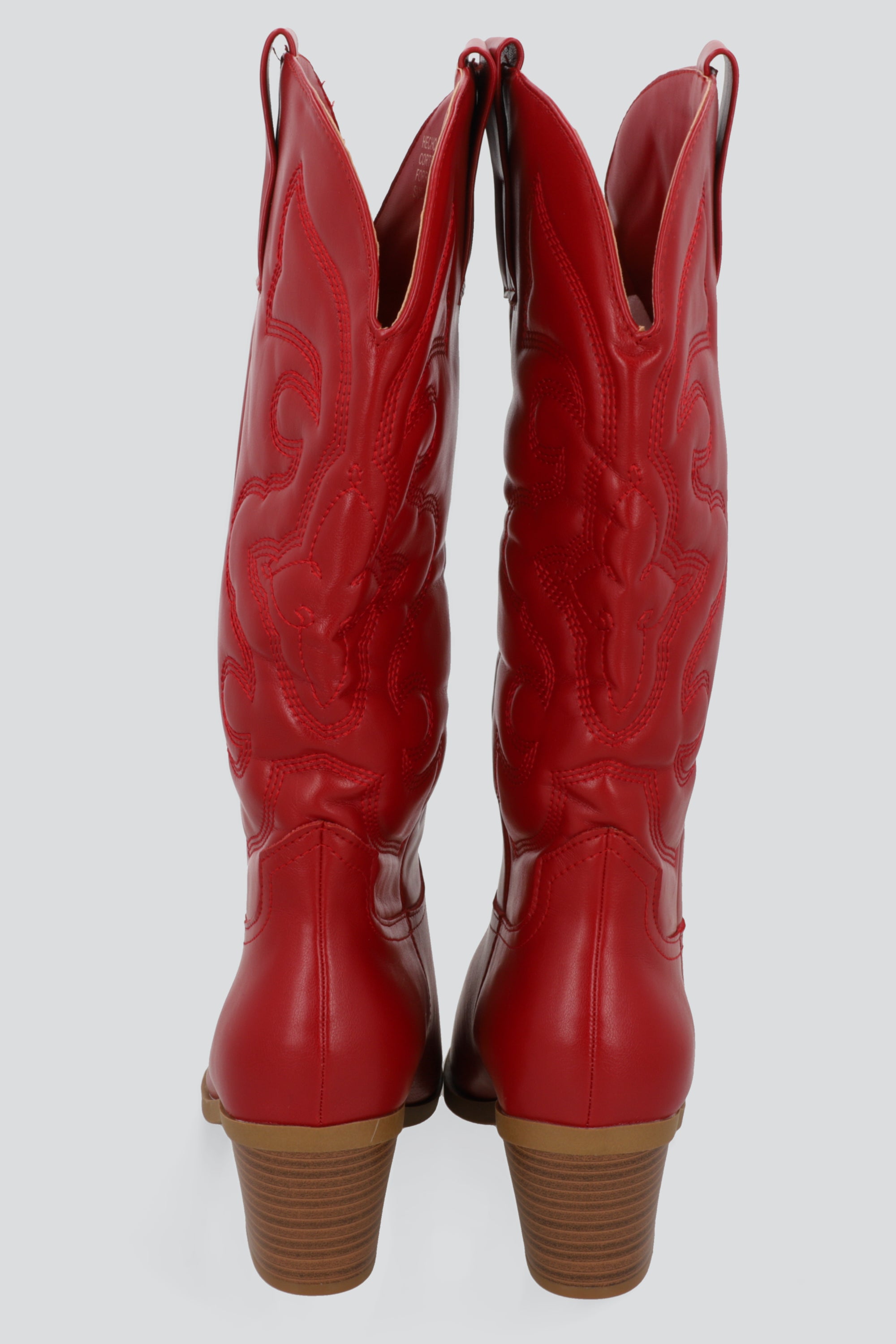 Botín vaquero midi bordado ROJO