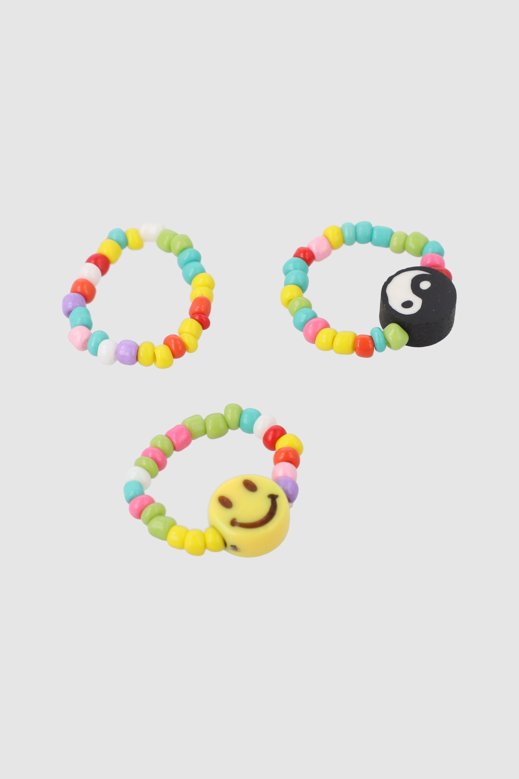 3P Anillos Carita Ying Yang MULTICOLOR