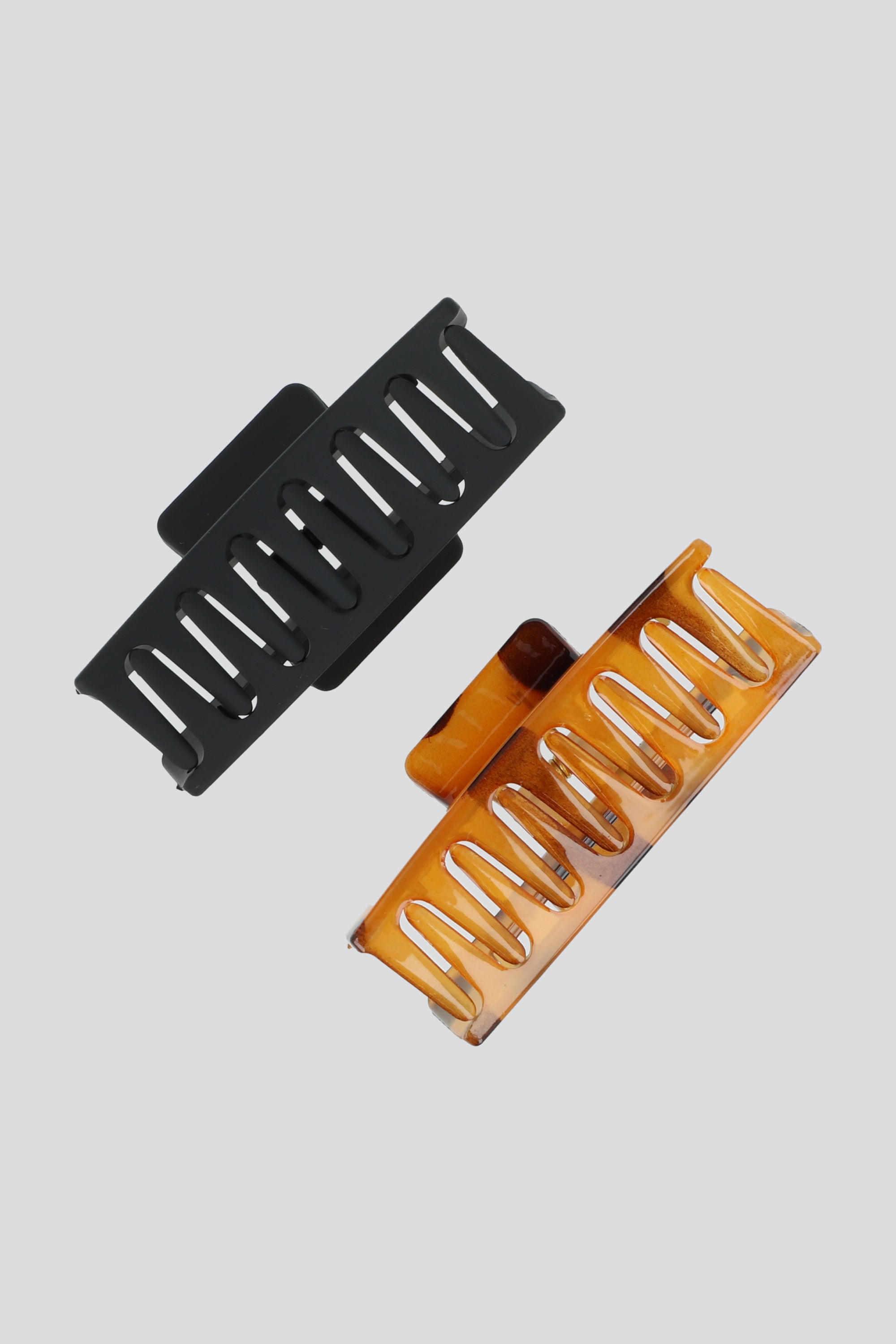 Set 2 Pinzas Rectangular Carey NEGRO COMBO