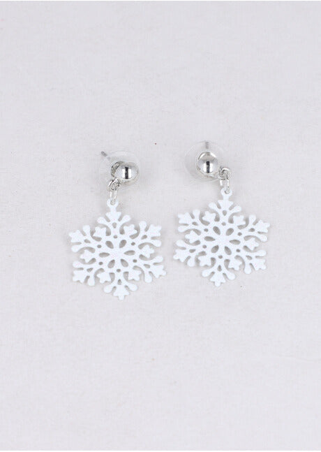 Aretes largos copo nieve PLATA