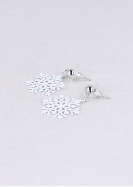 Aretes largos copo nieve PLATA