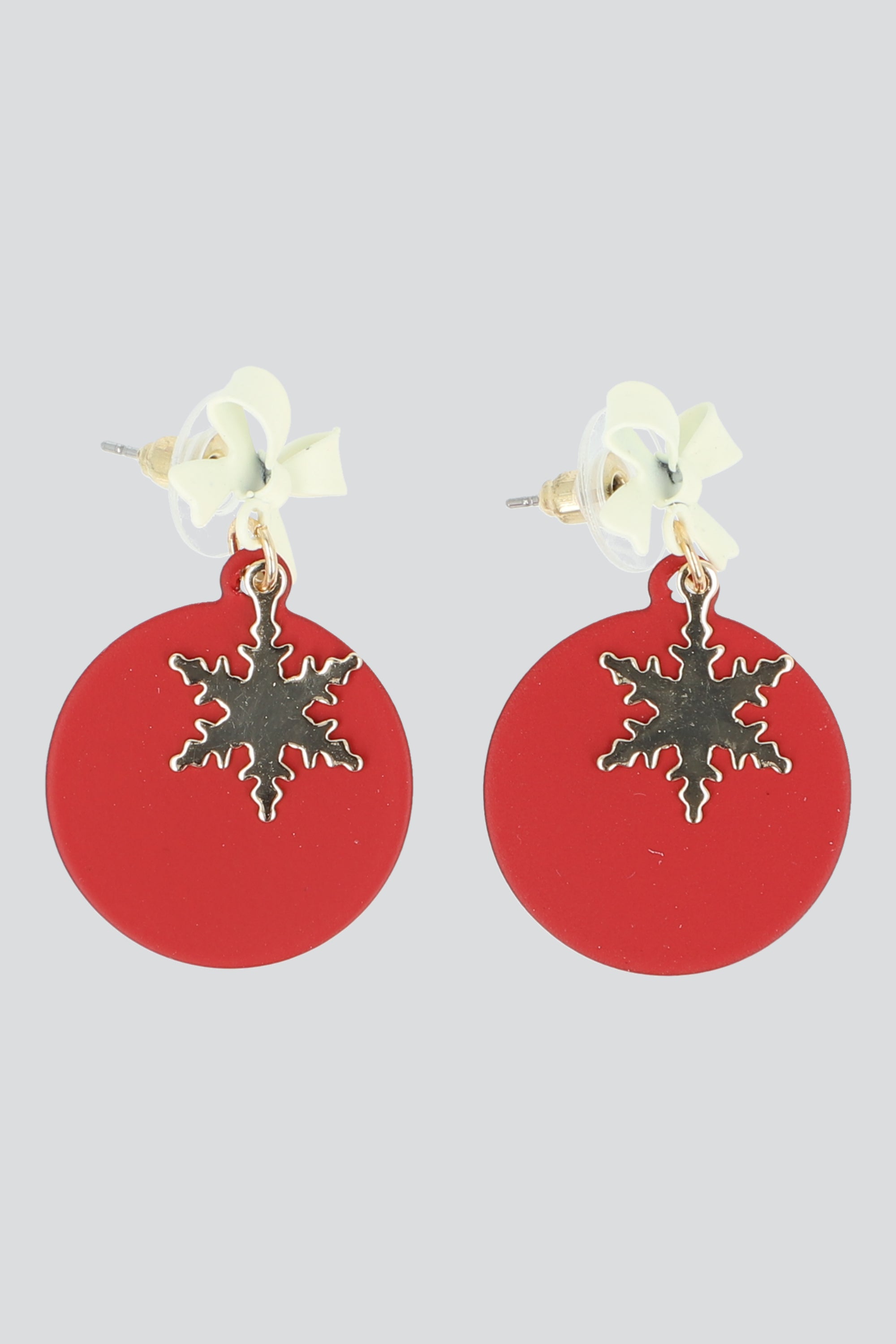 Aretes círculo copo nieve ROJO