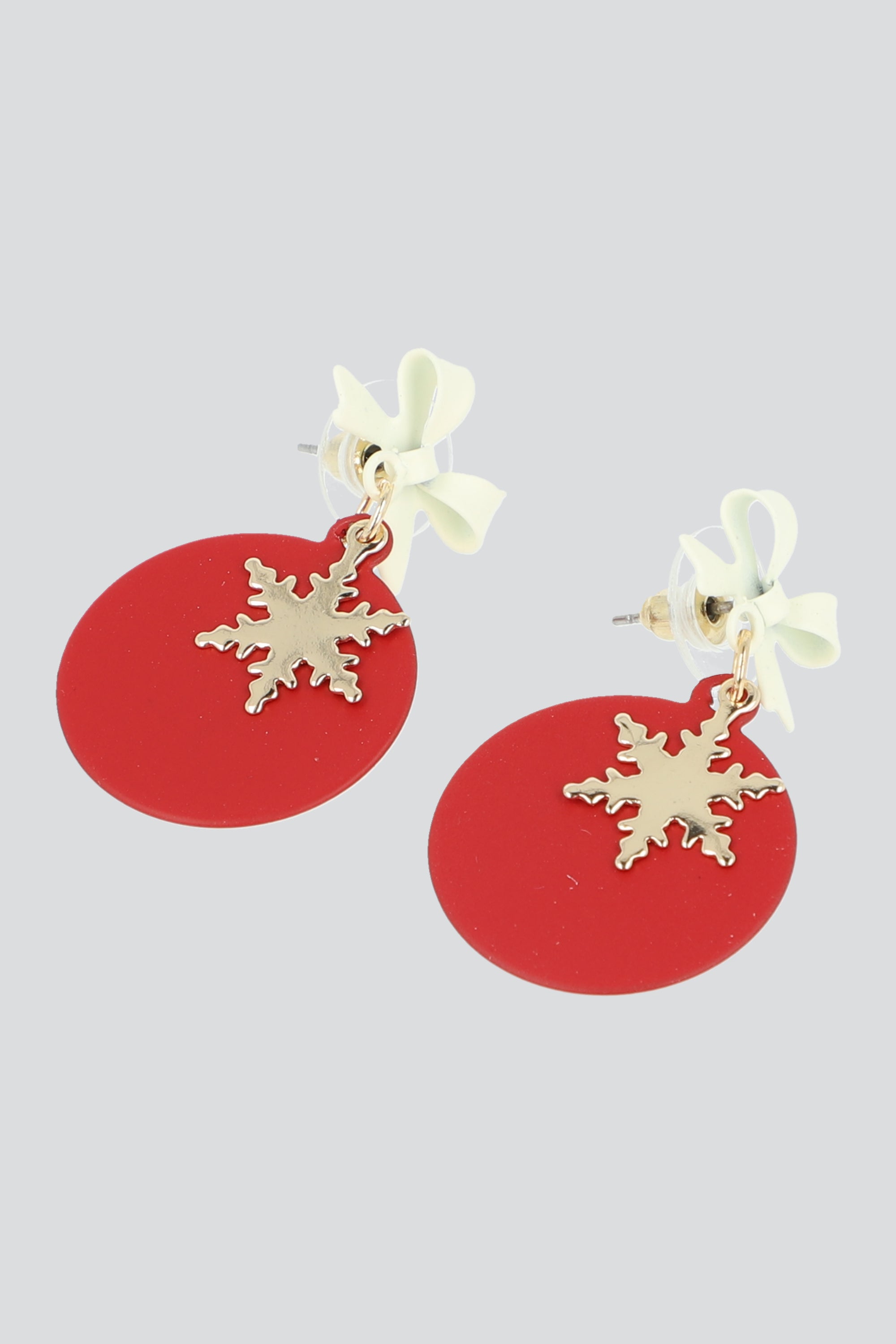 Aretes círculo copo nieve ROJO
