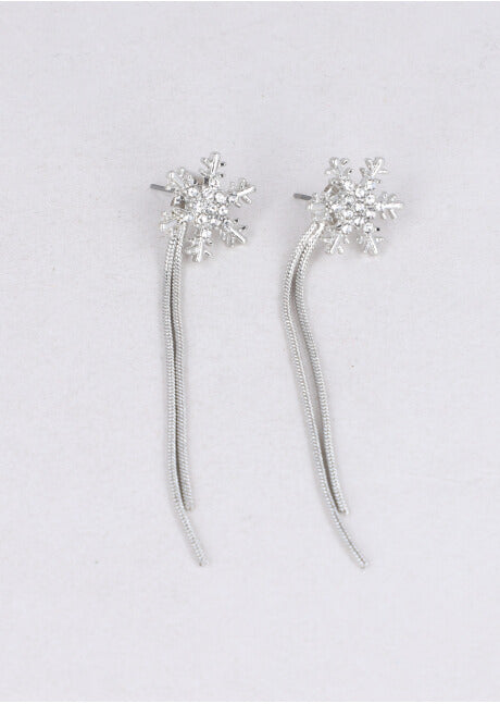 Aretes copos nieve brillos PLATA