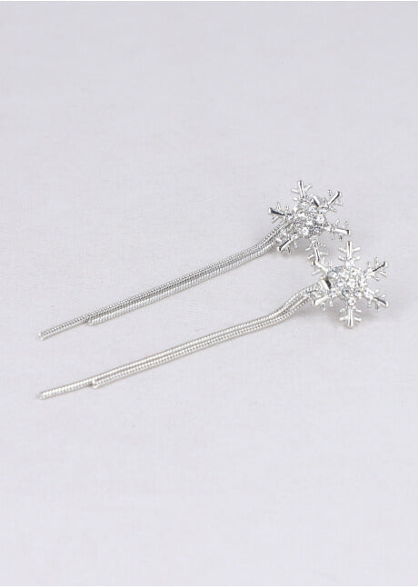 Aretes copos nieve brillos PLATA