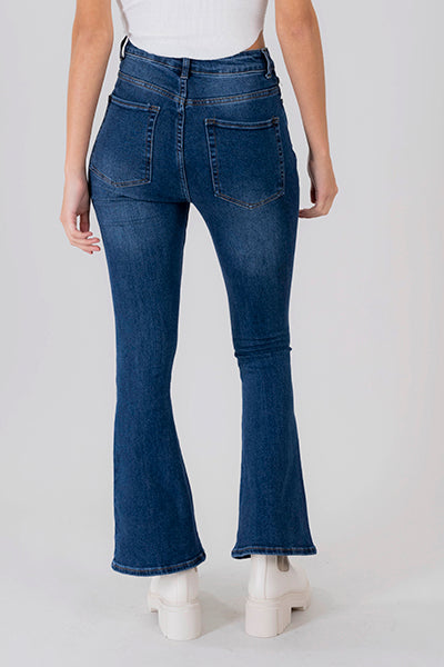 Jeans Denim Flared Destrucciones DARK WASH
