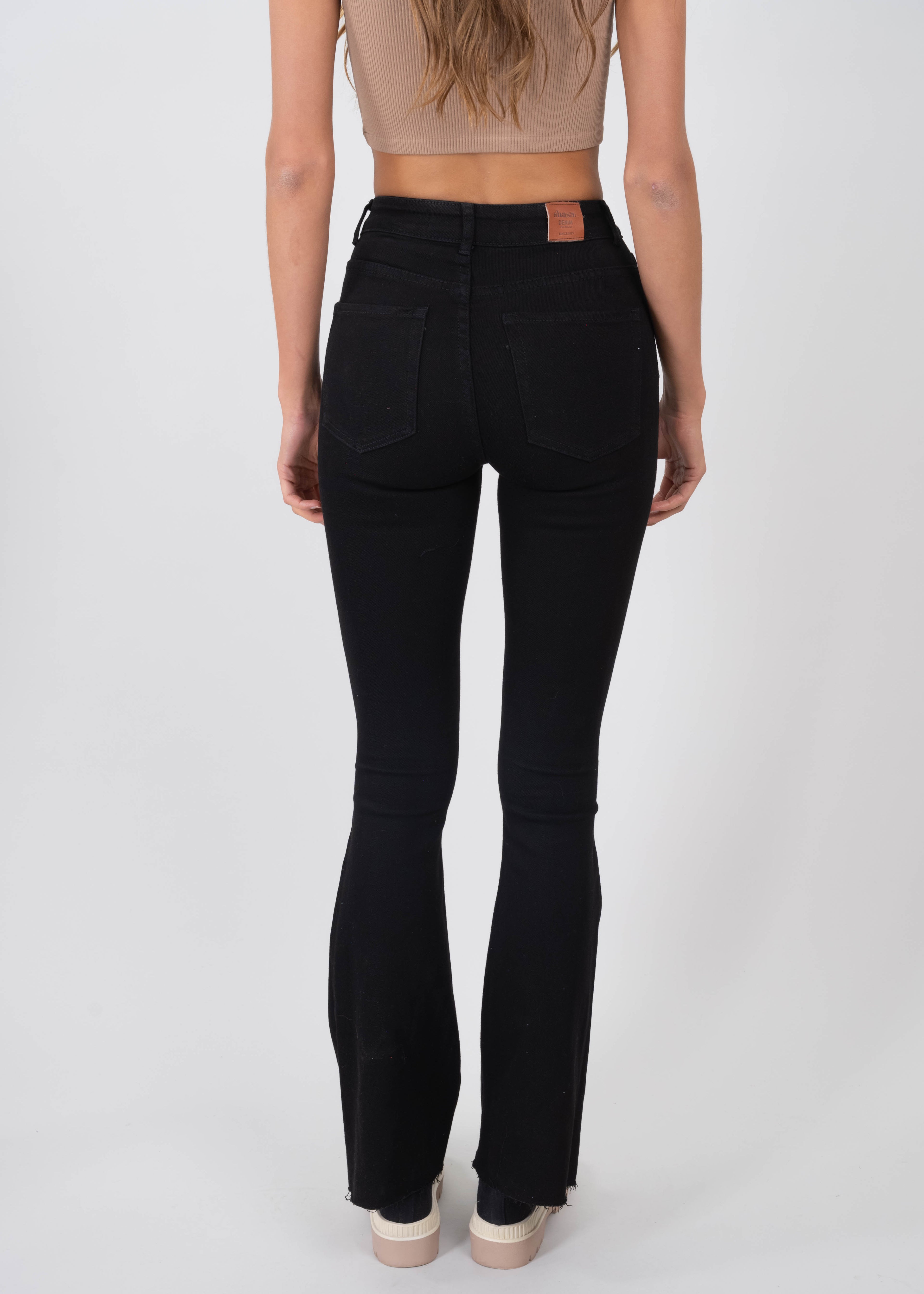 Jeans Denim Flared Destrucciones NEGRO